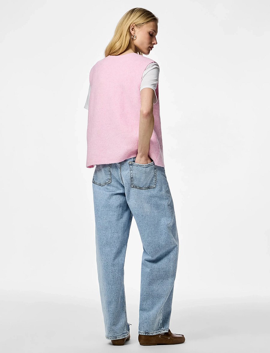 Pieces - PCSILLY SL REV TIE VEST KNIT NOOS BC - kootud vestid - roseate spoonbill - 3