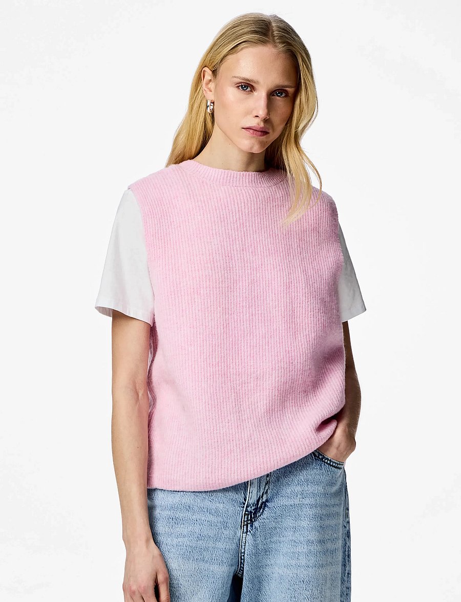 Pieces - PCSILLY SL REV TIE VEST KNIT NOOS BC - kootud vestid - roseate spoonbill - 5