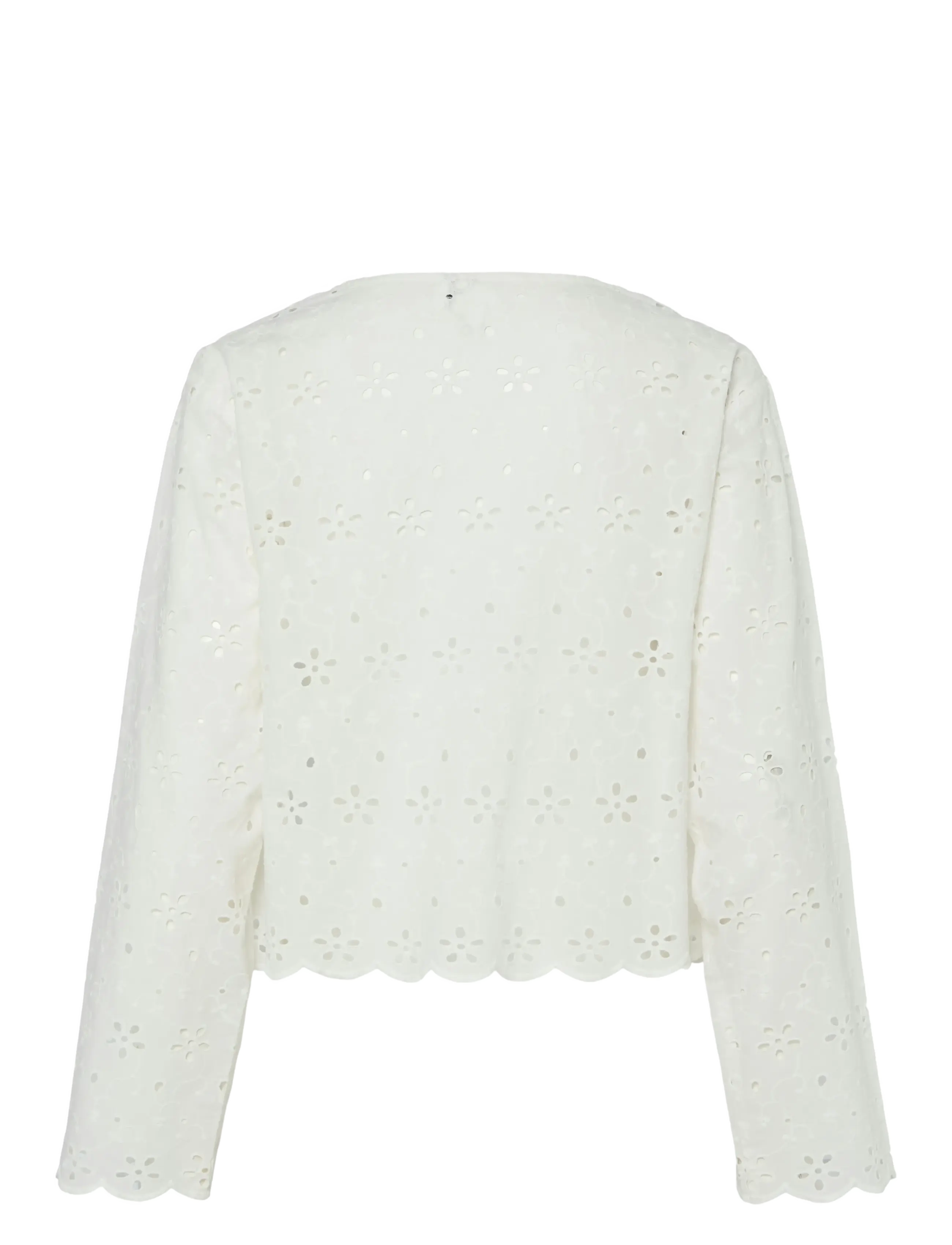 Pieces - PCTARMORINE LS O-NECK TOP WVN - cloud dancer - 1