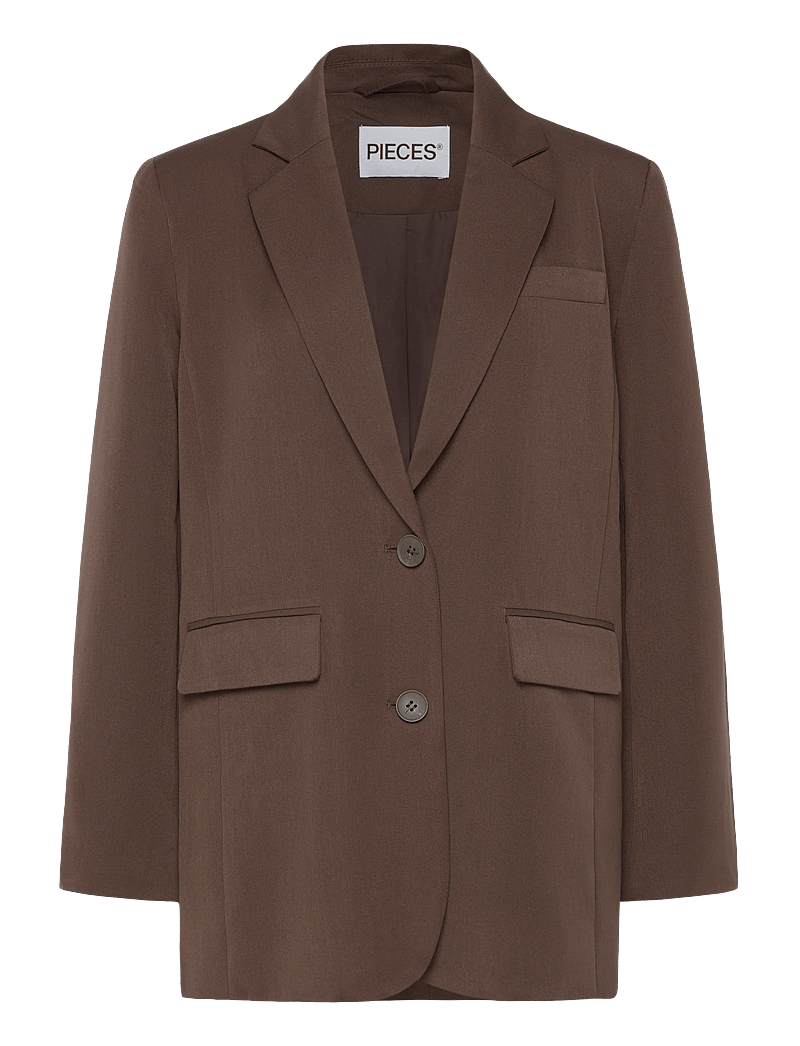 Pieces - PCKAMIL LS LOOSE BLAZER NOOS BC - oversize pintsakud - hot fudge - 1