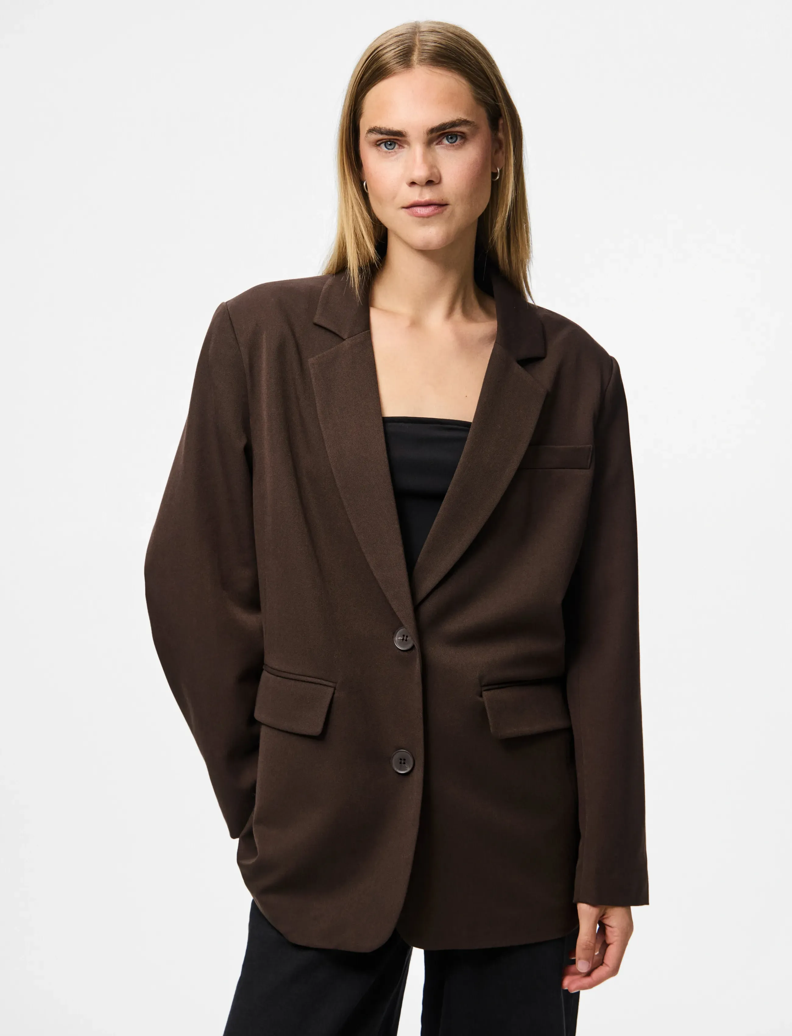 Pieces Pckamil Ls Loose Blazer Noos Bc, XS, Blazer, Braun - Oversized Frauen
