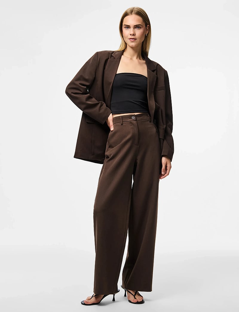 Pieces - PCKAMIL LS LOOSE BLAZER NOOS BC - oversize pintsakud - hot fudge - 5