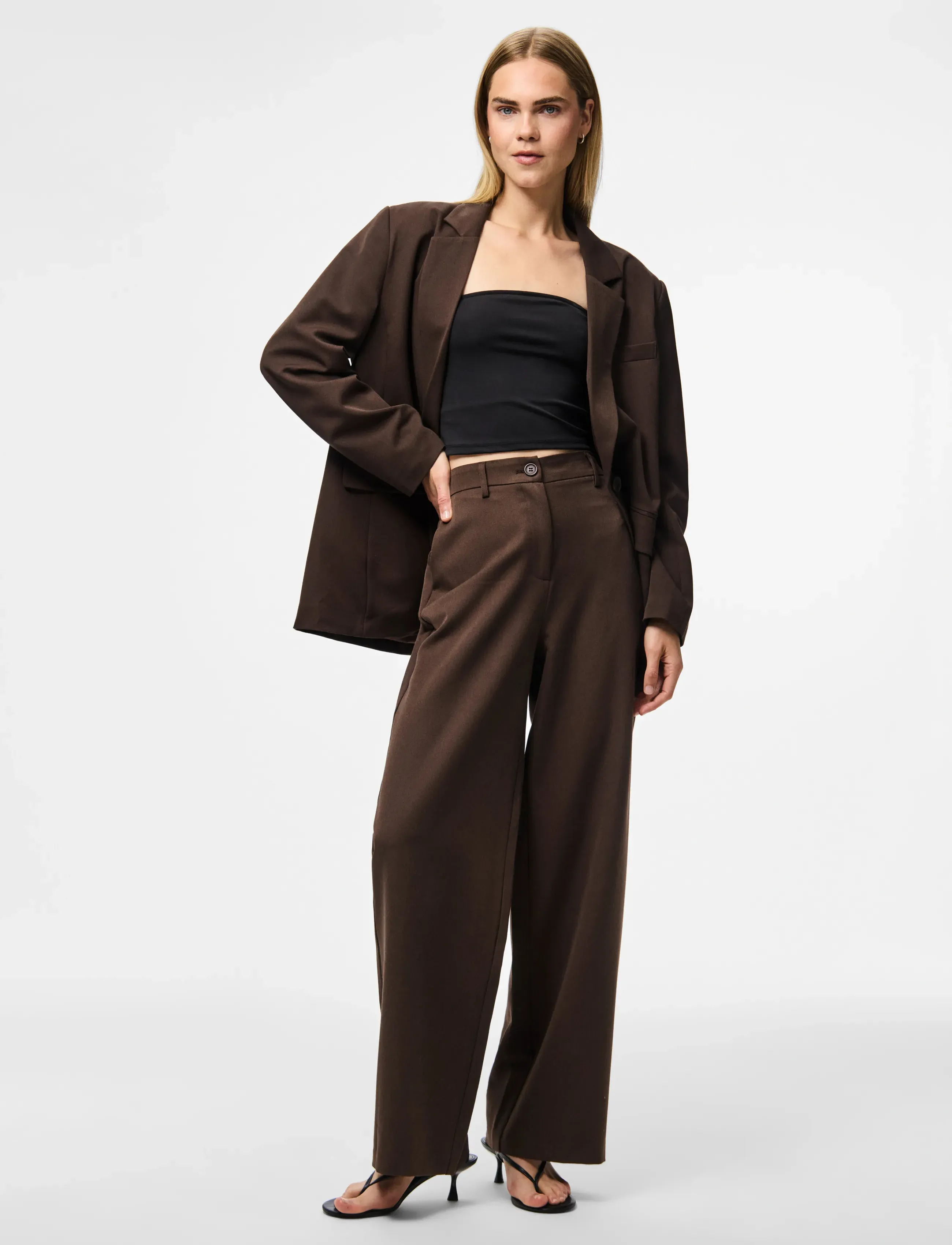 Pieces - PCKAMIL LS LOOSE BLAZER NOOS BC - oversized blazere - hot fudge - 5