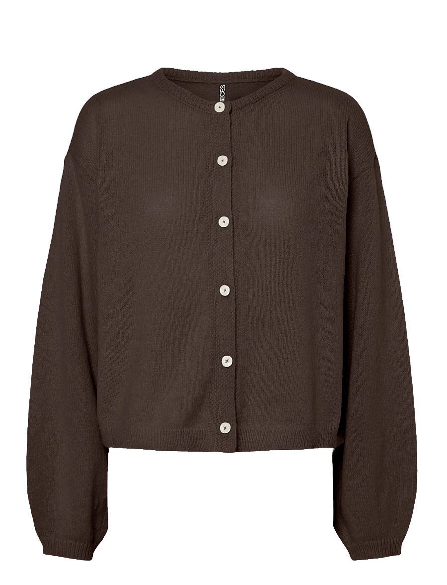 Pieces - PCIDA LS O-NECK KNIT CARDIGAN NOOS BC - stickade tröjor - hot fudge - 1