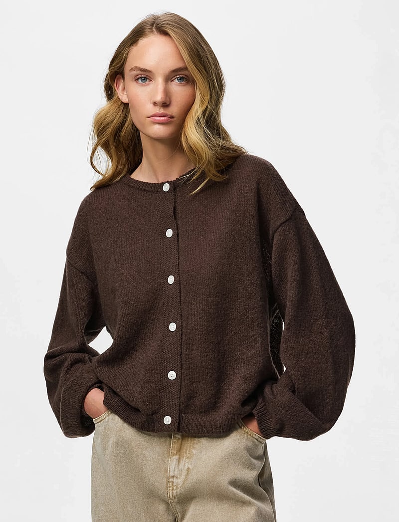 Pieces - PCIDA LS O-NECK KNIT CARDIGAN NOOS BC - striktrøjer - hot fudge - 0