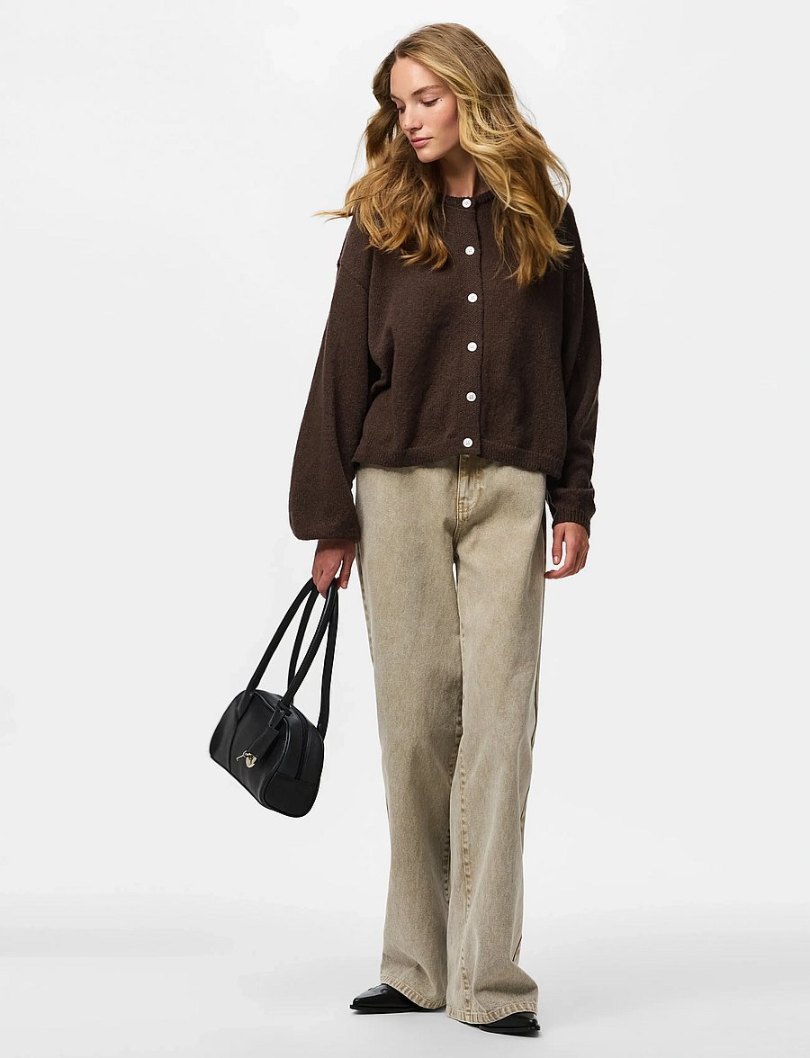 Pieces - PCIDA LS O-NECK KNIT CARDIGAN NOOS BC - pullover - hot fudge - 4