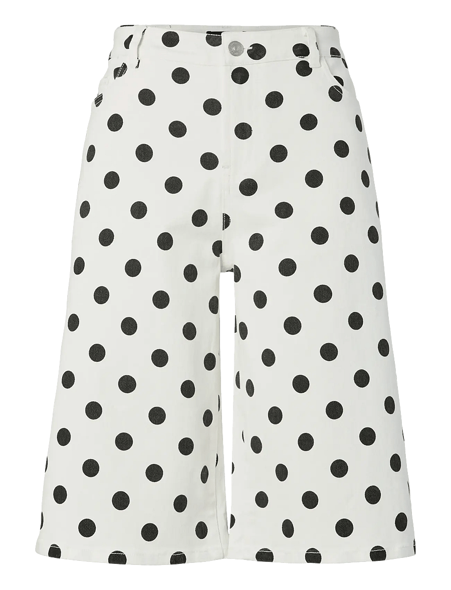 Pieces - PCSALUME MW WIDE SHORTS DNM - jeansshorts - bright white - 1