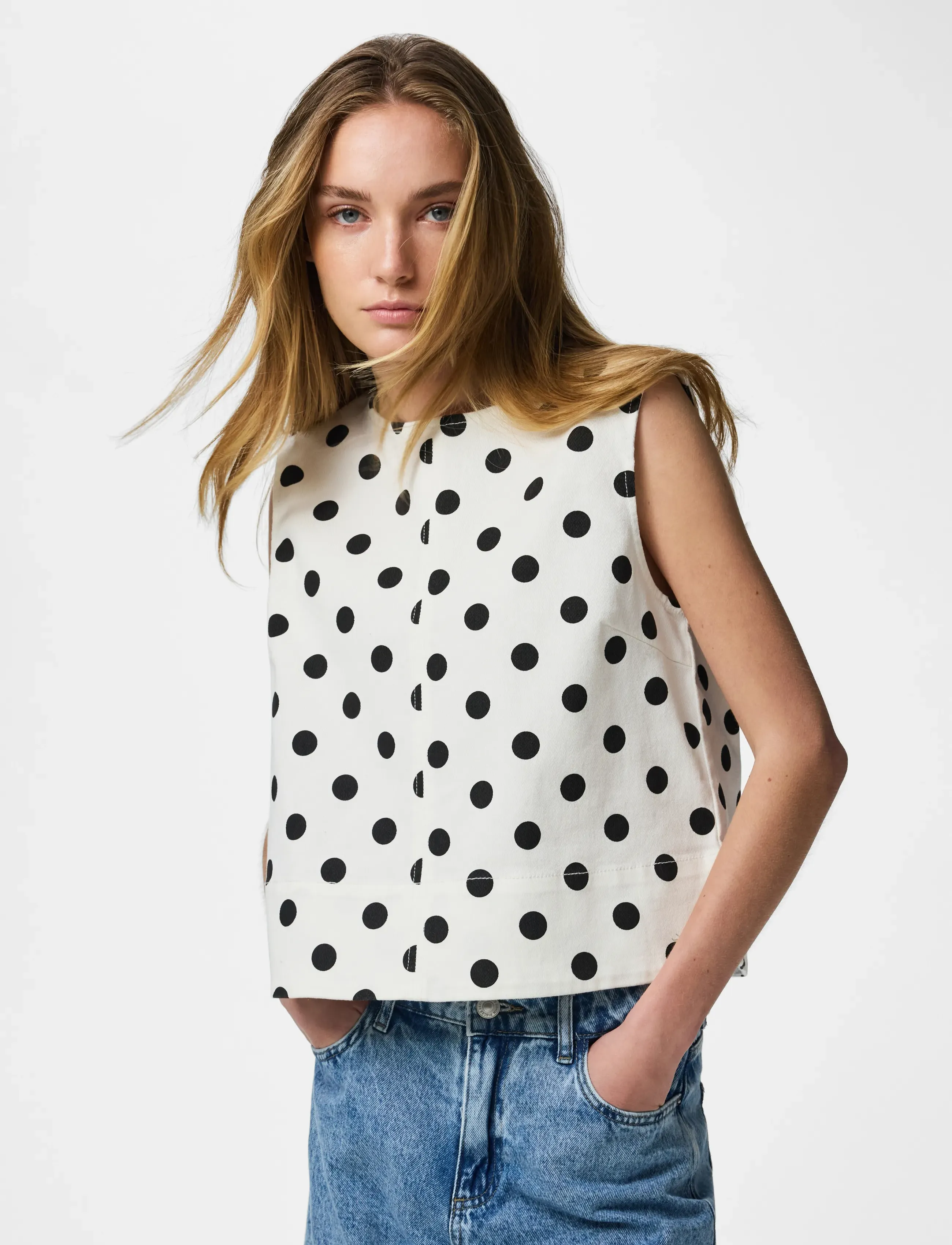 Pieces PCSALUME SL DENIM TOP - Bluser - BRIGHT WHITE / white