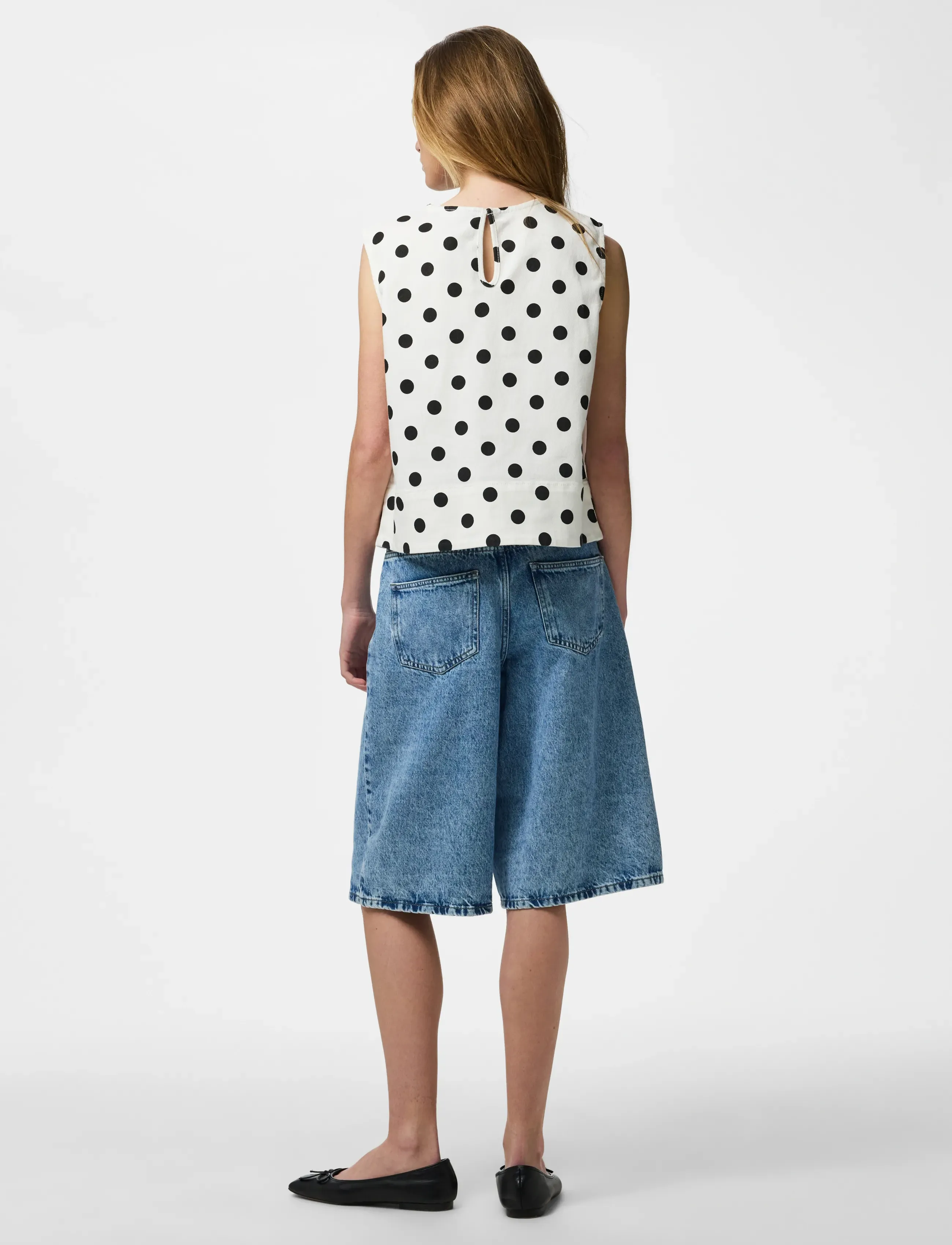 Pieces - PCSALUME SL DENIM TOP - bright white - 3
