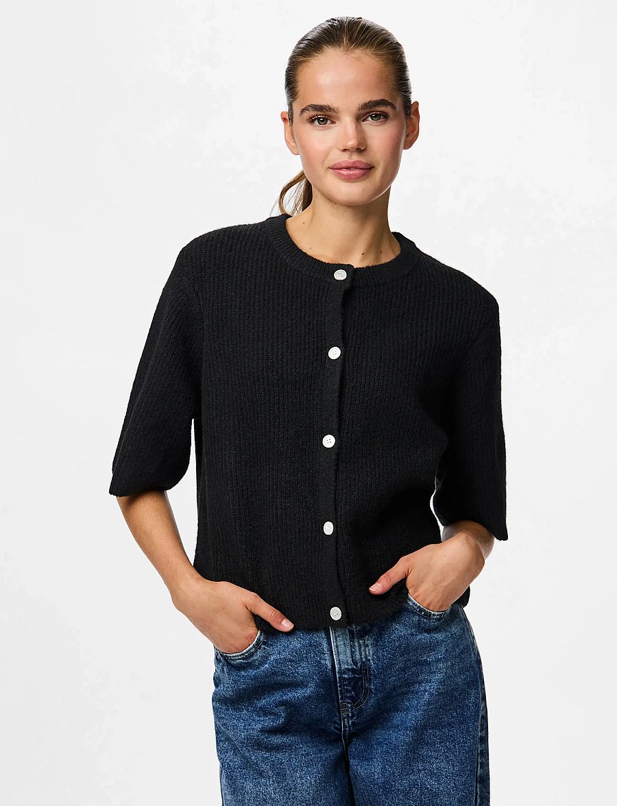 Pieces - PCSILLY SS O-NECK KNIT CARDIGAN NOOS BC - strickjacken - black - 0