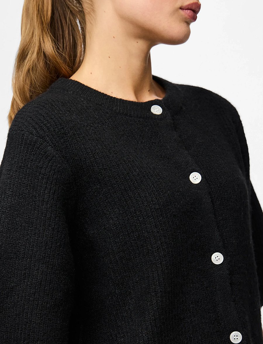 Pieces - PCSILLY SS O-NECK KNIT CARDIGAN NOOS BC - strickjacken - black - 5