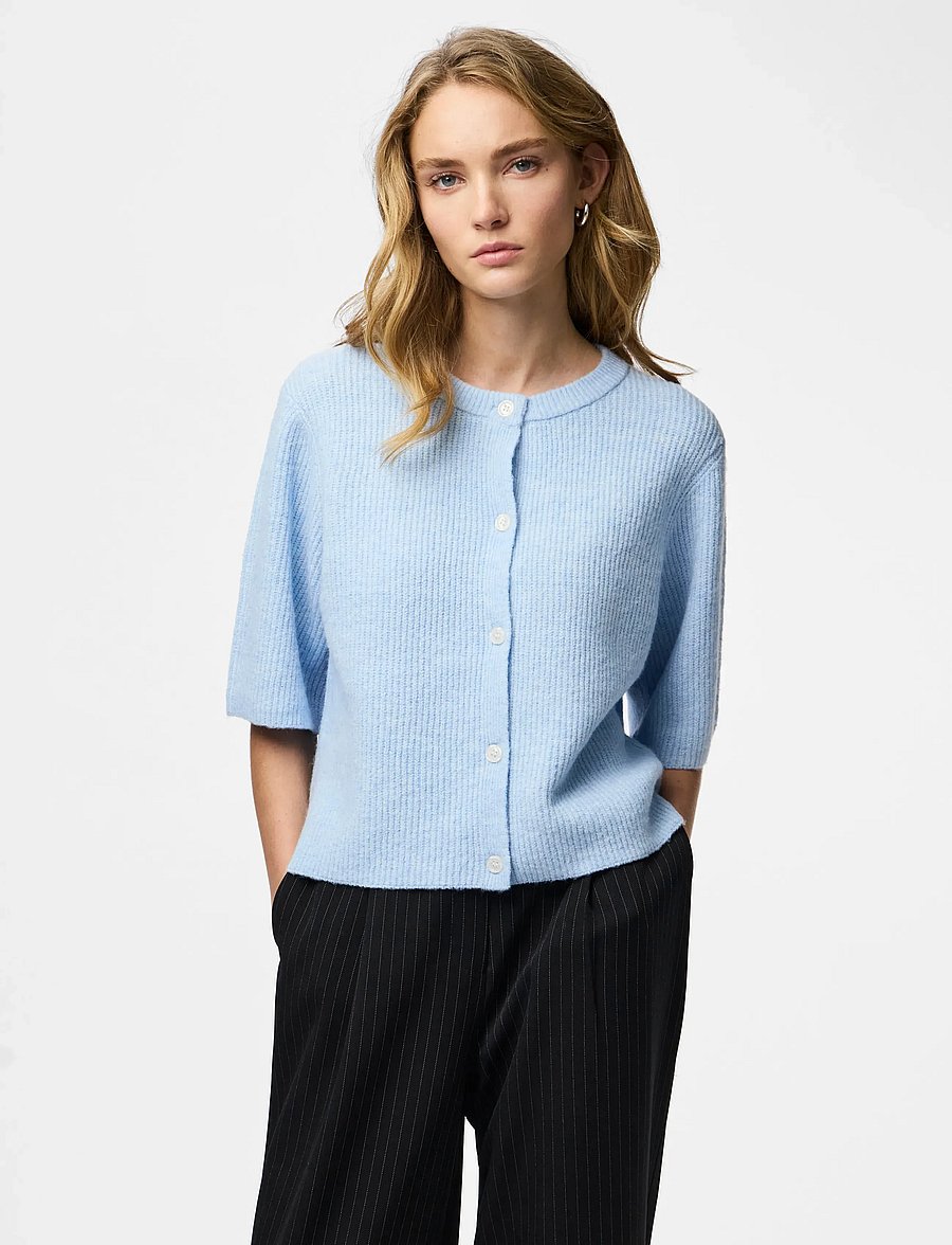 Pieces - PCSILLY SS O-NECK KNIT CARDIGAN NOOS BC - strickjacken - cashmere blue - 0