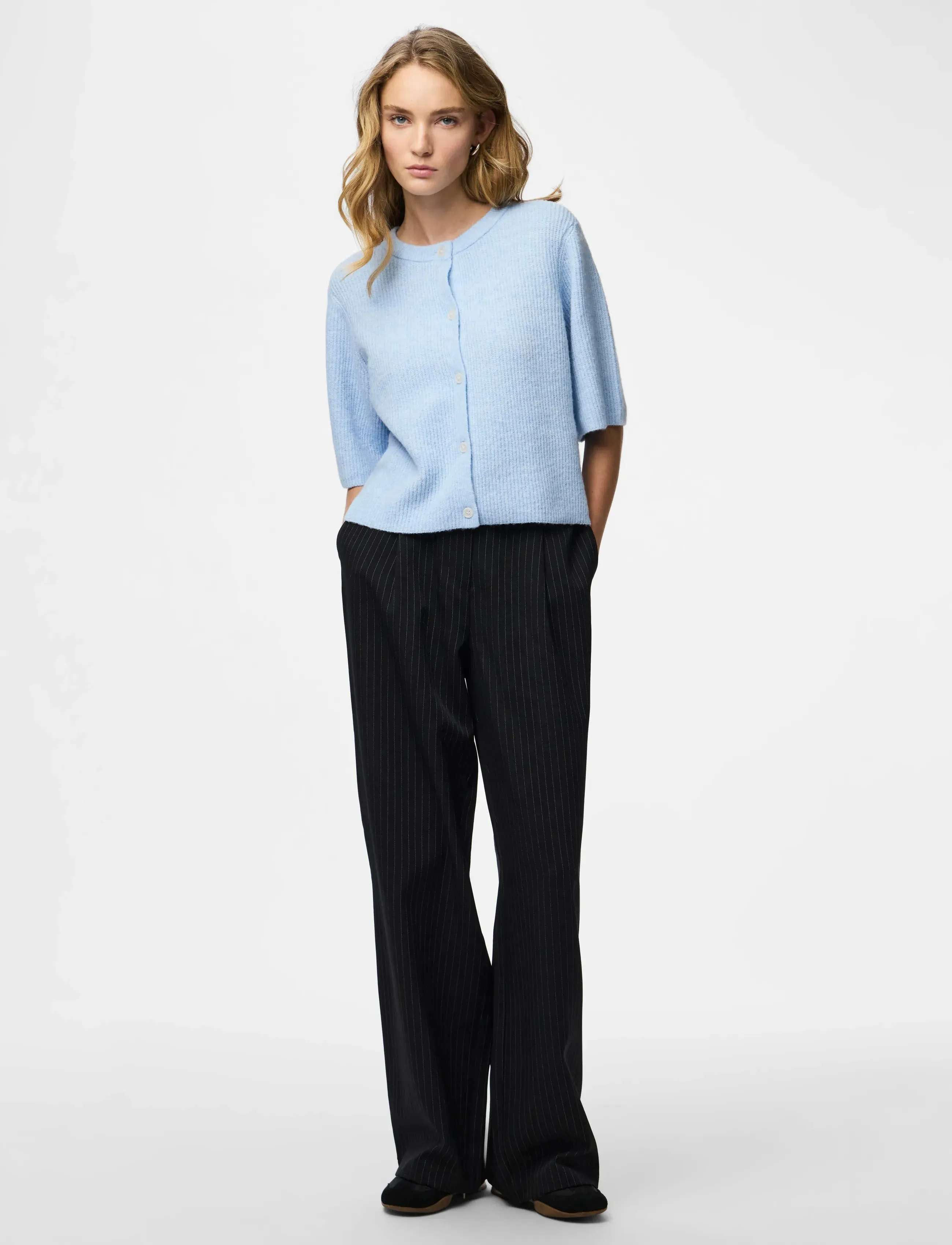 Pieces - PCSILLY SS O-NECK KNIT CARDIGAN NOOS BC - cardigans - cashmere blue - 4