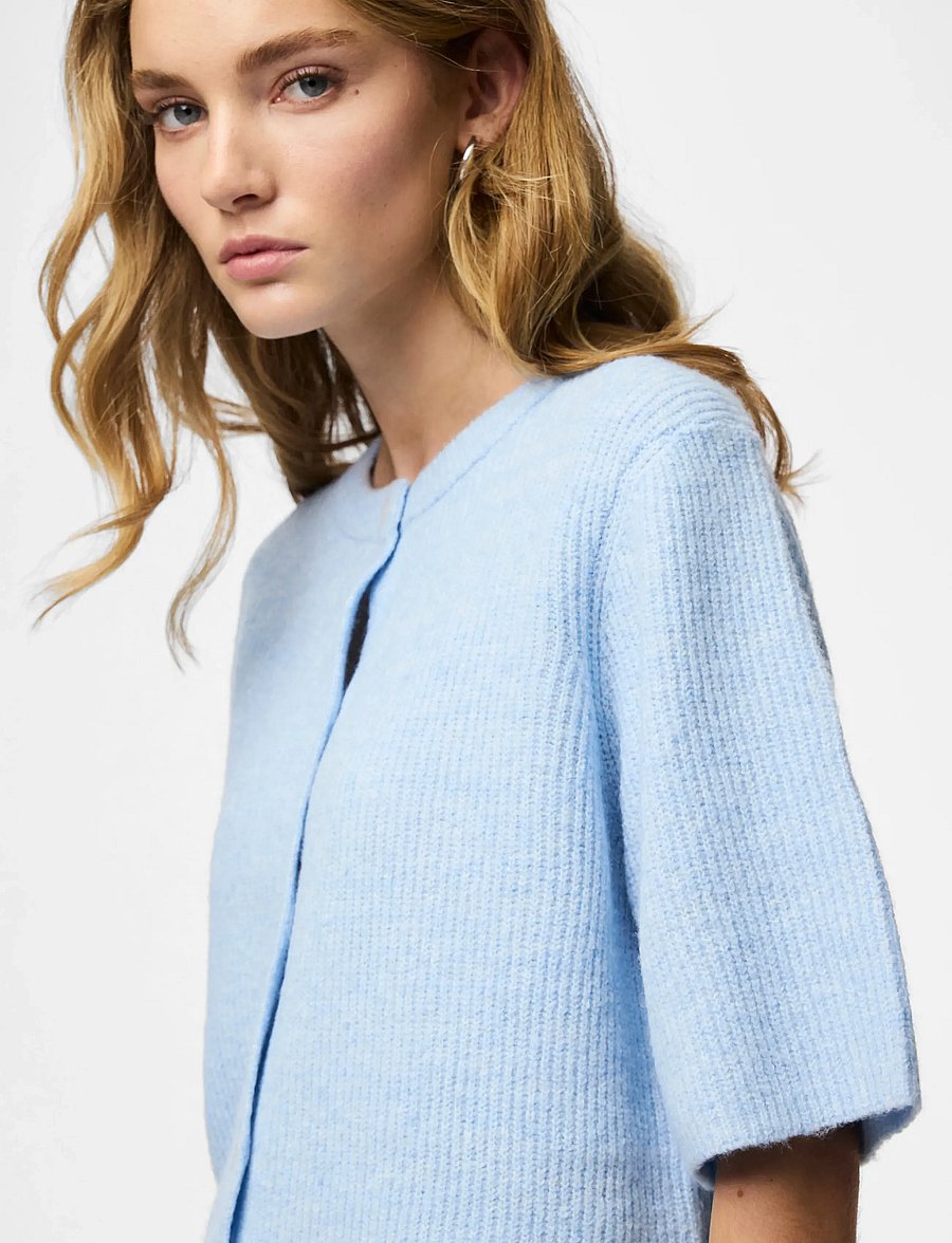 Pieces - PCSILLY SS O-NECK KNIT CARDIGAN NOOS BC - strickjacken - cashmere blue - 5
