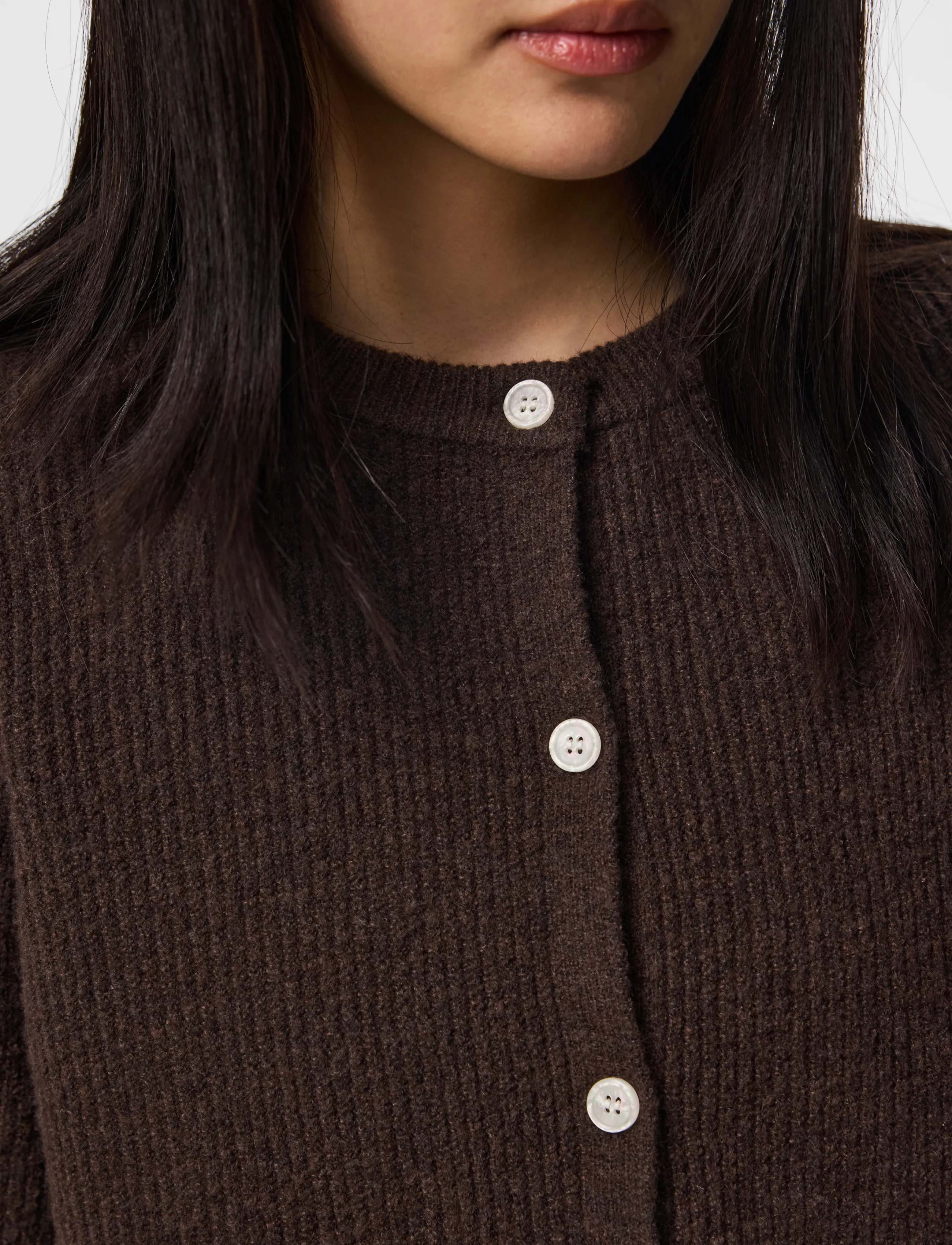 Pieces - PCSILLY SS O-NECK KNIT CARDIGAN NOOS BC - koftor - hot fudge - 5