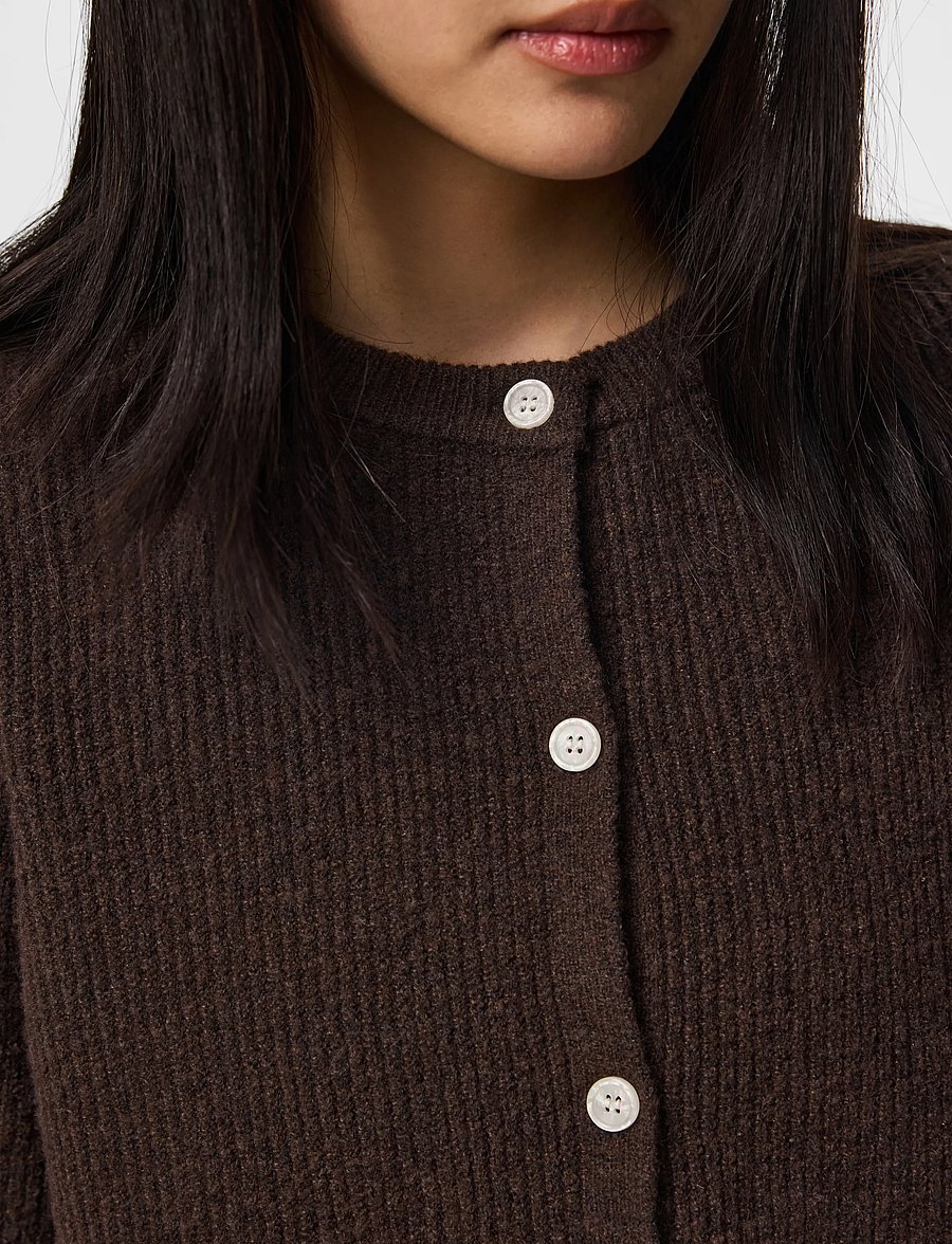 Pieces - PCSILLY SS O-NECK KNIT CARDIGAN NOOS BC - cardigans - hot fudge - 5