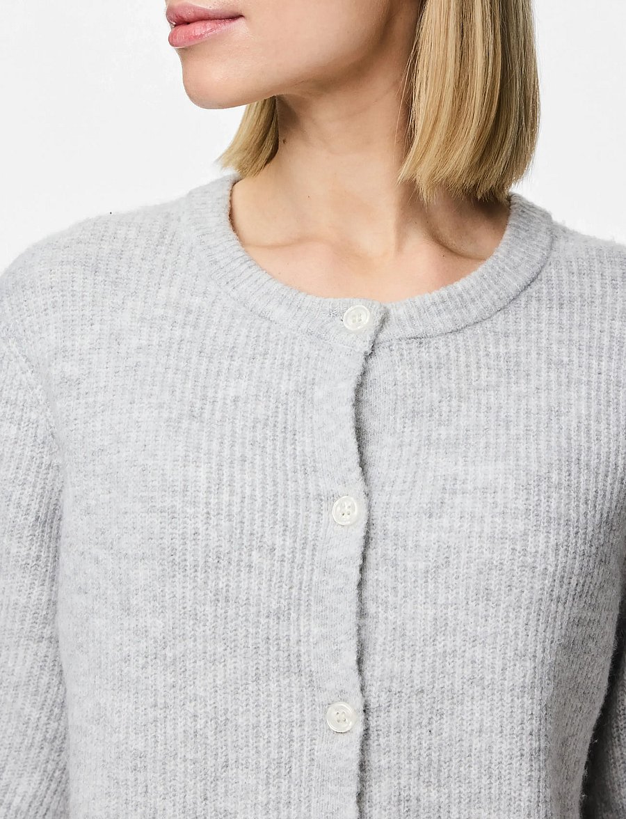 Pieces - PCSILLY SS O-NECK KNIT CARDIGAN NOOS BC - strickjacken - light grey melange - 5