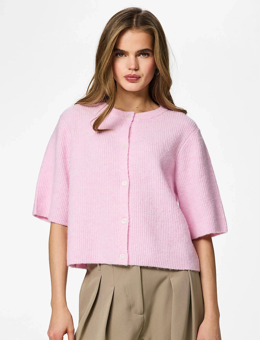 Pieces - PCSILLY SS O-NECK KNIT CARDIGAN NOOS BC - strickjacken - roseate spoonbill - 0