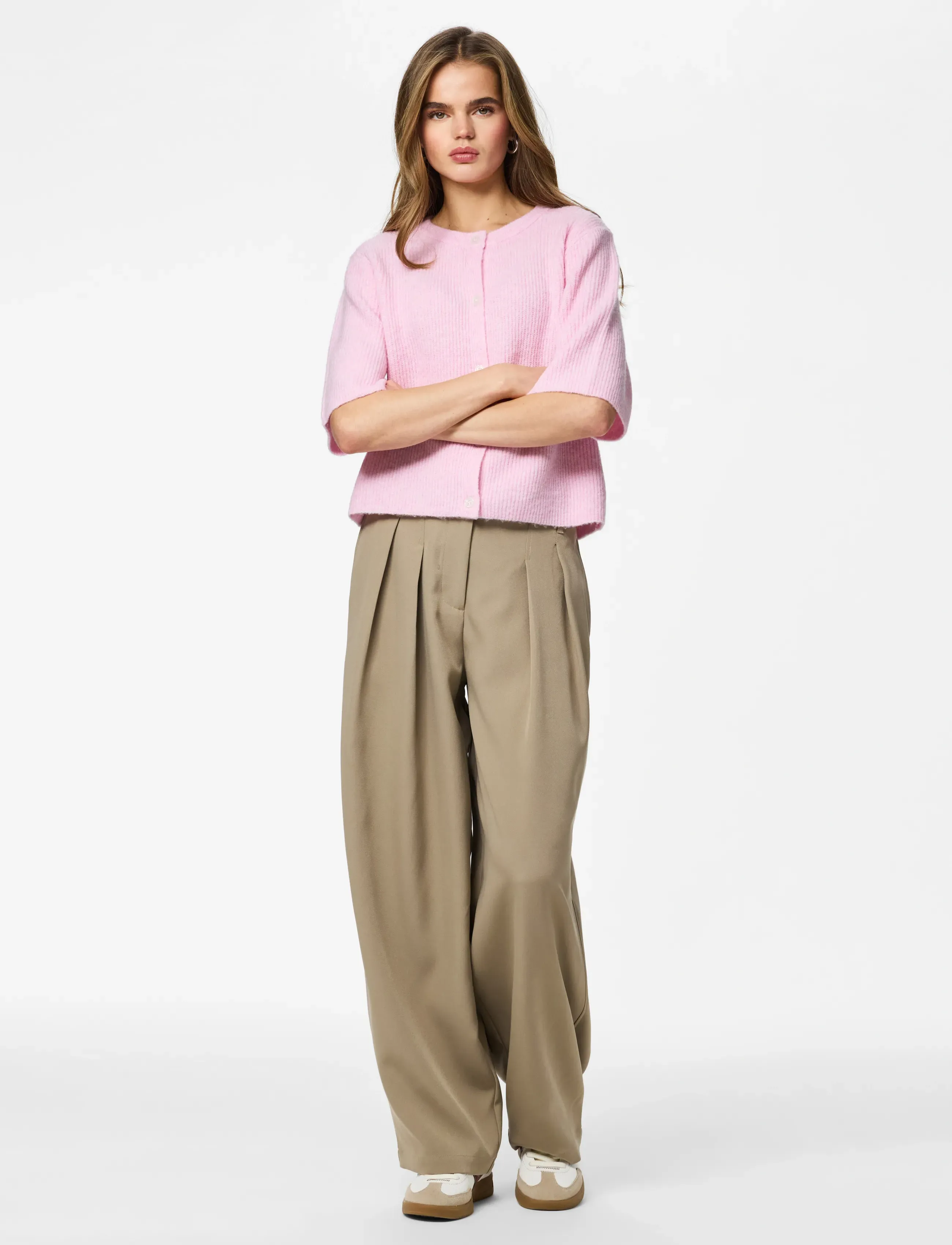 Pieces - PCSILLY SS O-NECK KNIT CARDIGAN NOOS BC - cardigans - roseate spoonbill - 4
