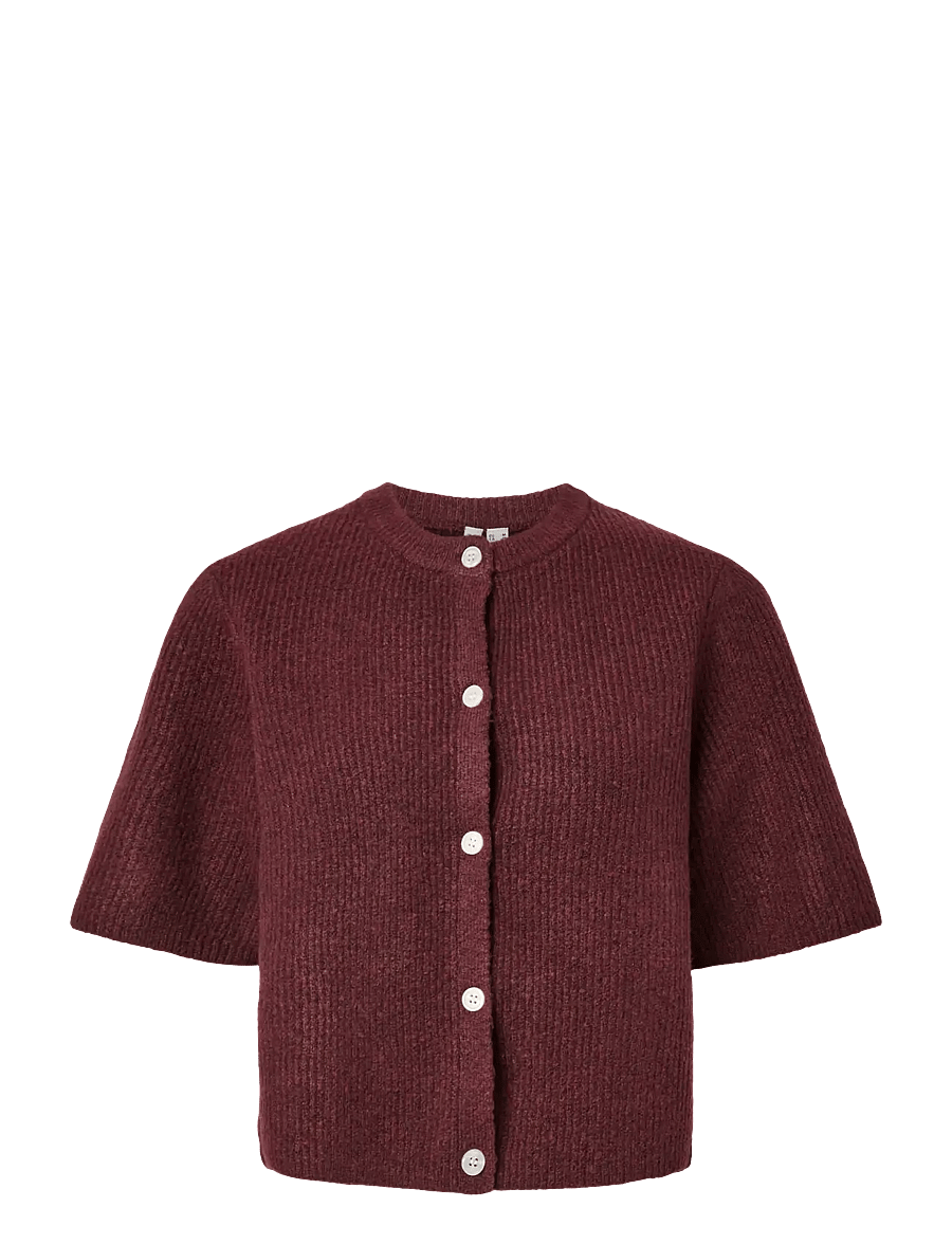 Pieces - PCSILLY SS O-NECK KNIT CARDIGAN NOOS BC - cardigans - tawny port - 1