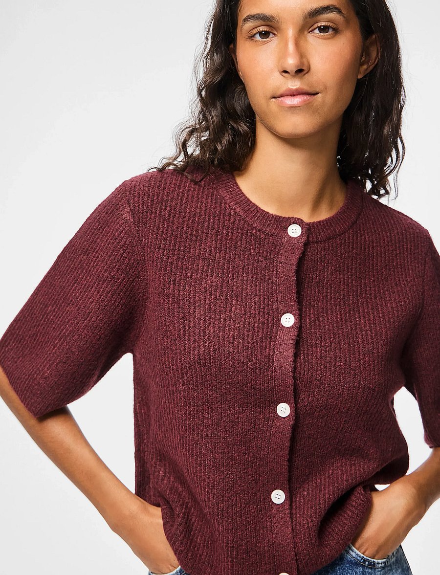 Pieces - PCSILLY SS O-NECK KNIT CARDIGAN NOOS BC - cardigans - tawny port - 5