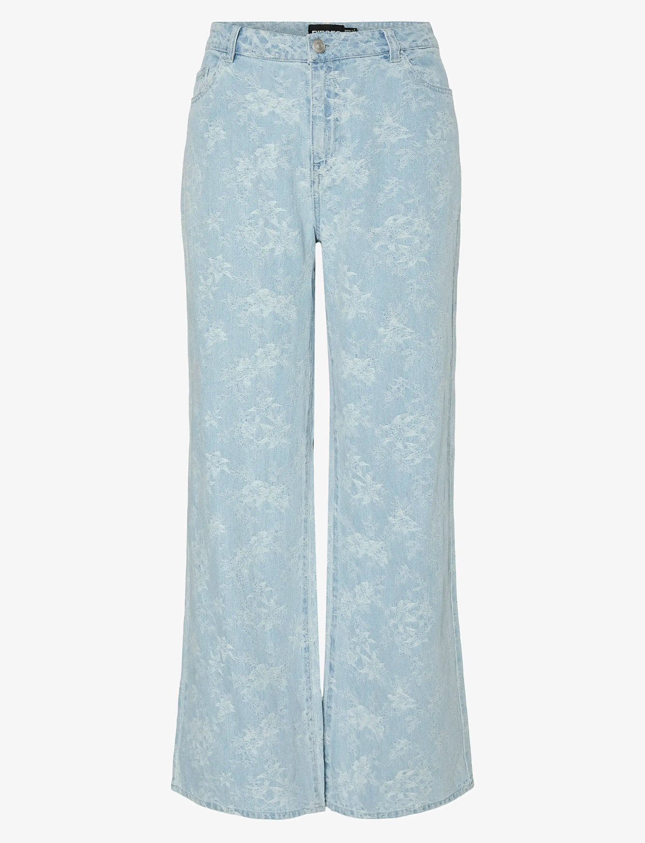 Pieces - PCFELINE MW WIDE DENIM JEANS - laia säärega teksad - light blue denim - 0