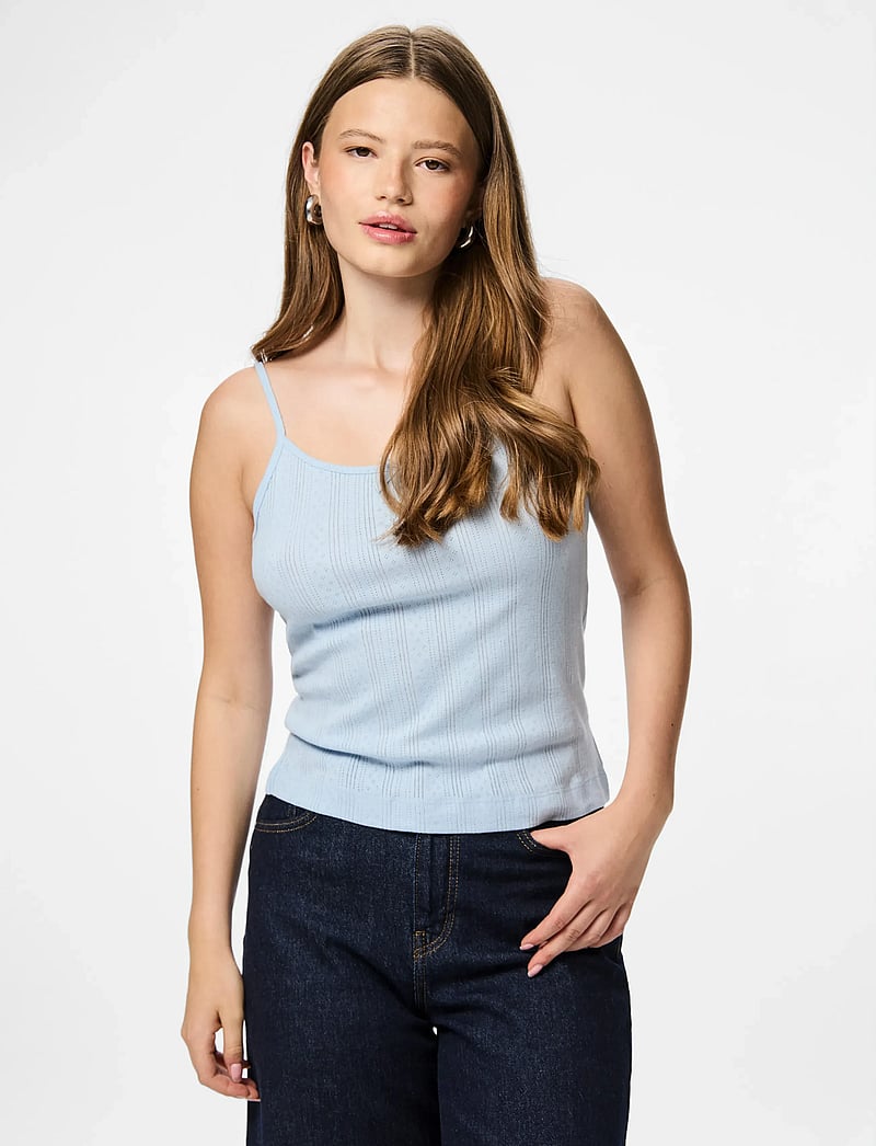 Pieces - PCMARIE SINGLET POIN TOP JRS NOOS BC - topid ja varrukateta alussärgid - cashmere blue - 0