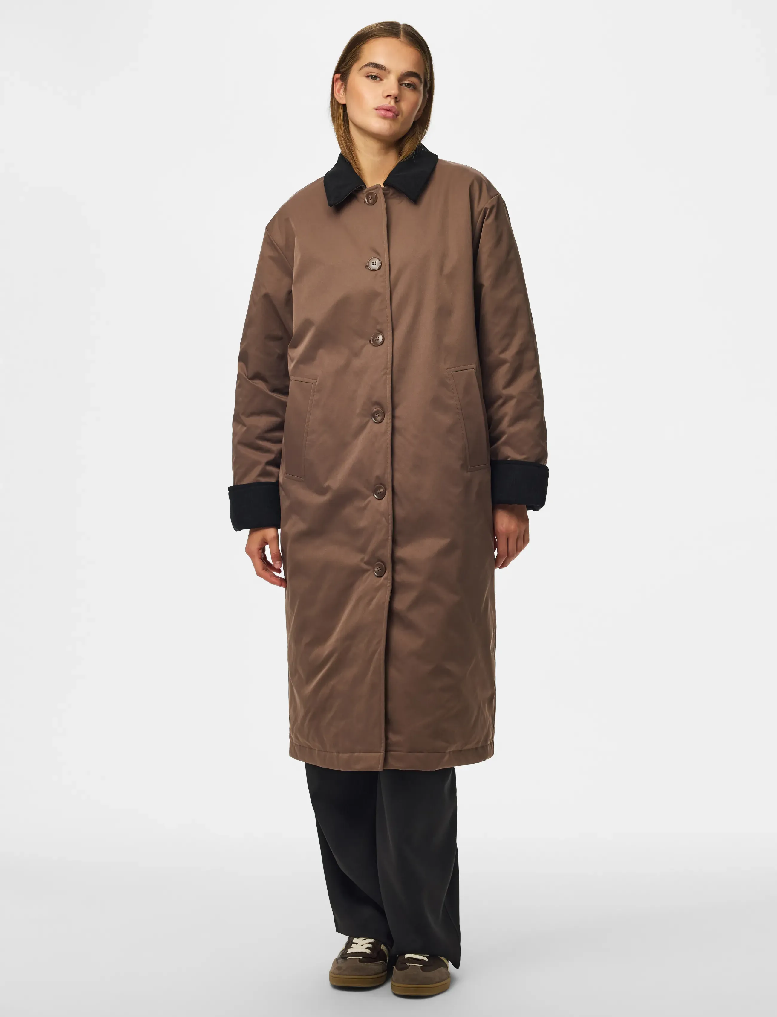 Pieces PCJORMA LONG CORDUROY JACKET NOOS BC - Jackets & Coats - COFFEE QUARTZ / brown