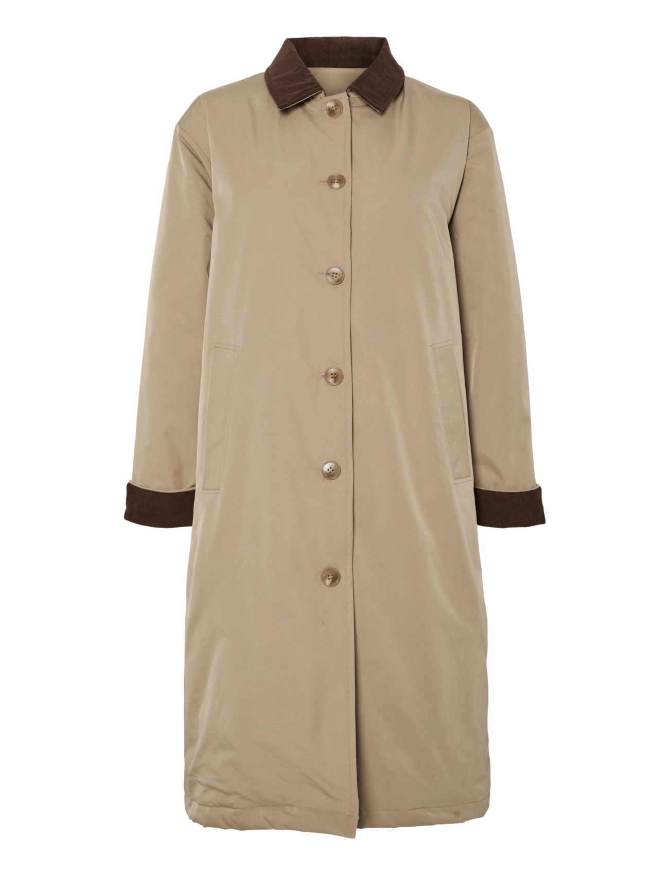 Pieces - PCJORMA LONG CORDUROY JACKET NOOS BC - greige - 1