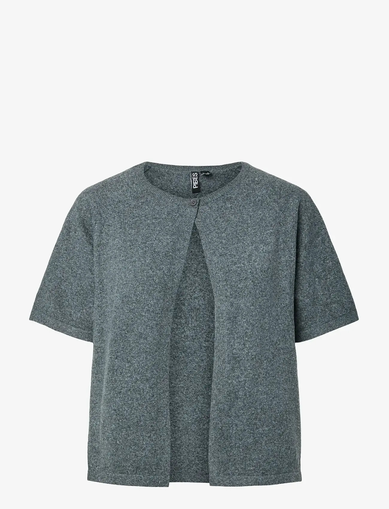 Pieces - PCBREE SS O-NECK KNIT CARDIGAN NOOS BC - cardigans - dark grey melange - 1