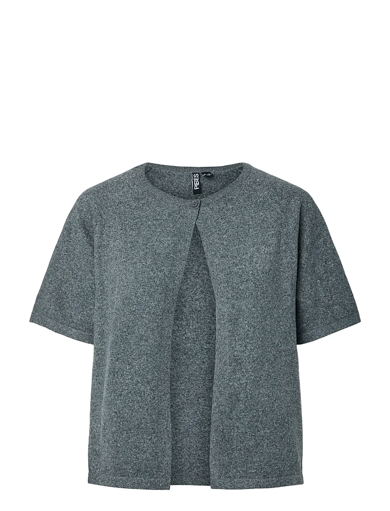 Pieces - PCBREE SS O-NECK KNIT CARDIGAN NOOS BC - koftor - dark grey melange - 1