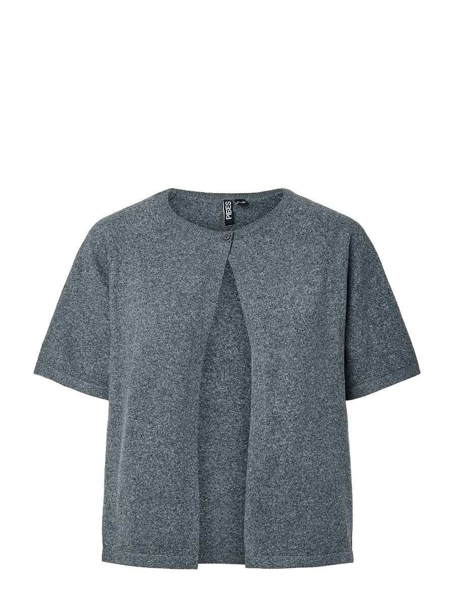 Pieces - PCBREE SS O-NECK KNIT CARDIGAN NOOS BC - swetry rozpinane - dark grey melange - 1