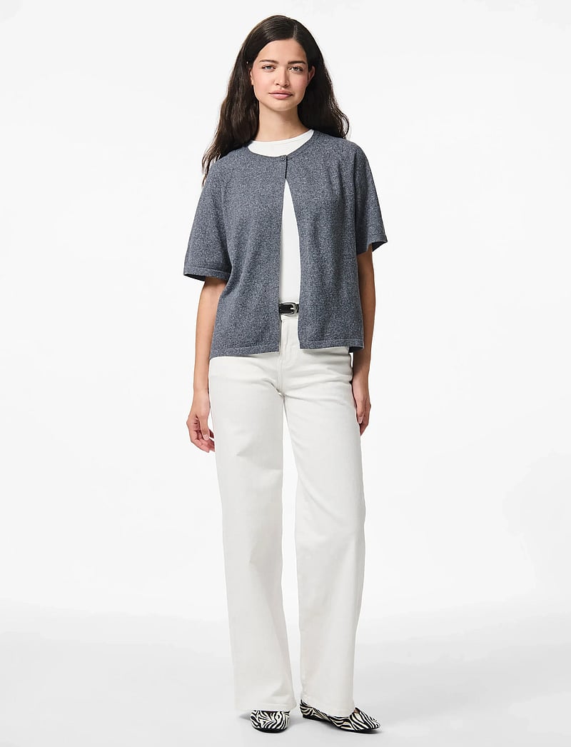 Pieces - PCBREE SS O-NECK KNIT CARDIGAN NOOS BC - koftor - dark grey melange - 4