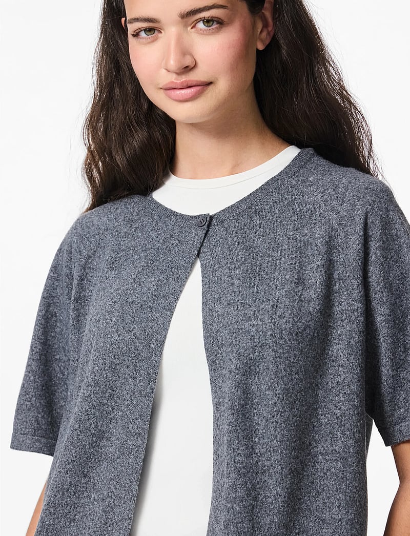 Pieces - PCBREE SS O-NECK KNIT CARDIGAN NOOS BC - koftor - dark grey melange - 5