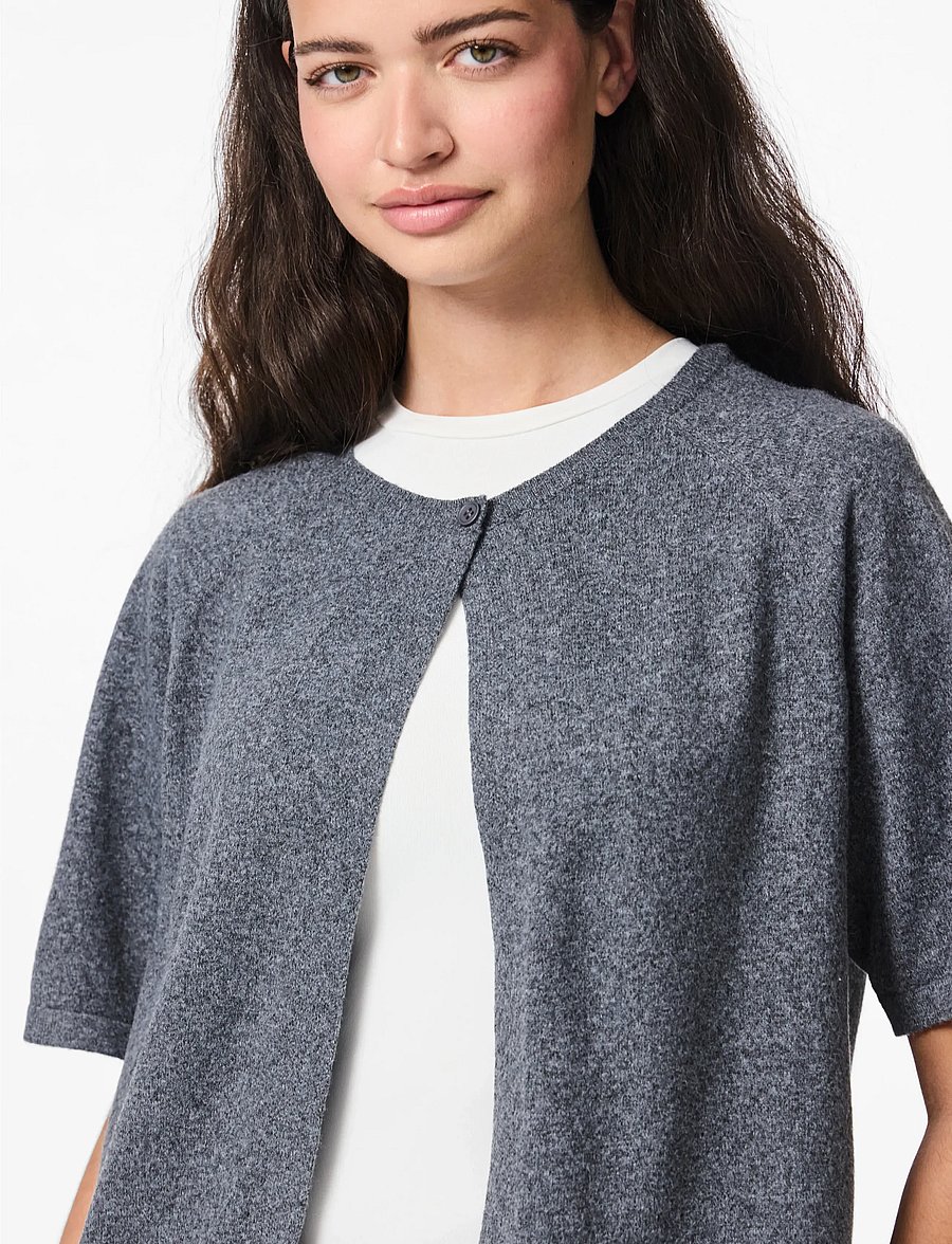 Pieces - PCBREE SS O-NECK KNIT CARDIGAN NOOS BC - swetry rozpinane - dark grey melange - 5