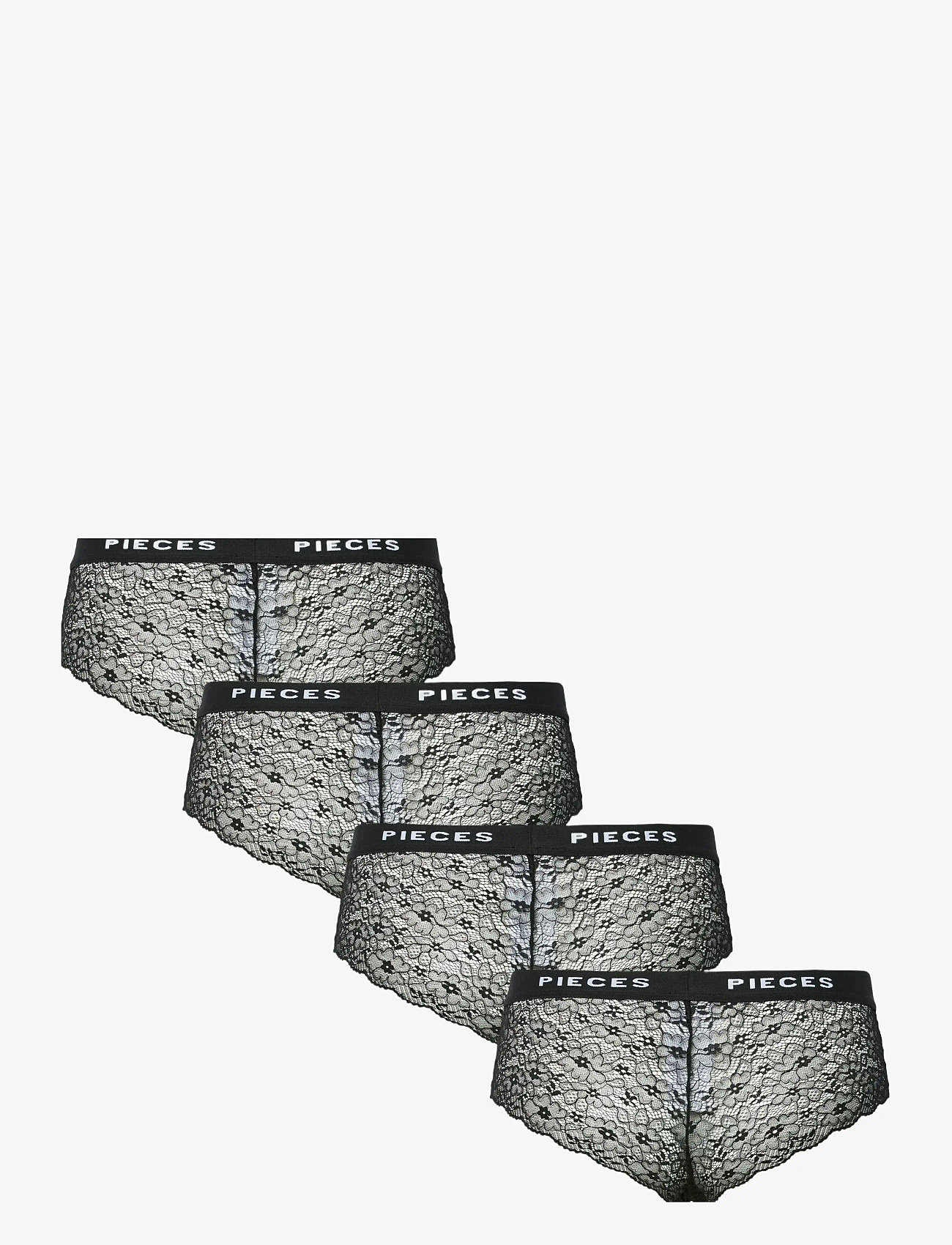 Pieces - PCLOGO LACE HIPSTER 4-PACK - hipsterid ja bokserid - black - 1