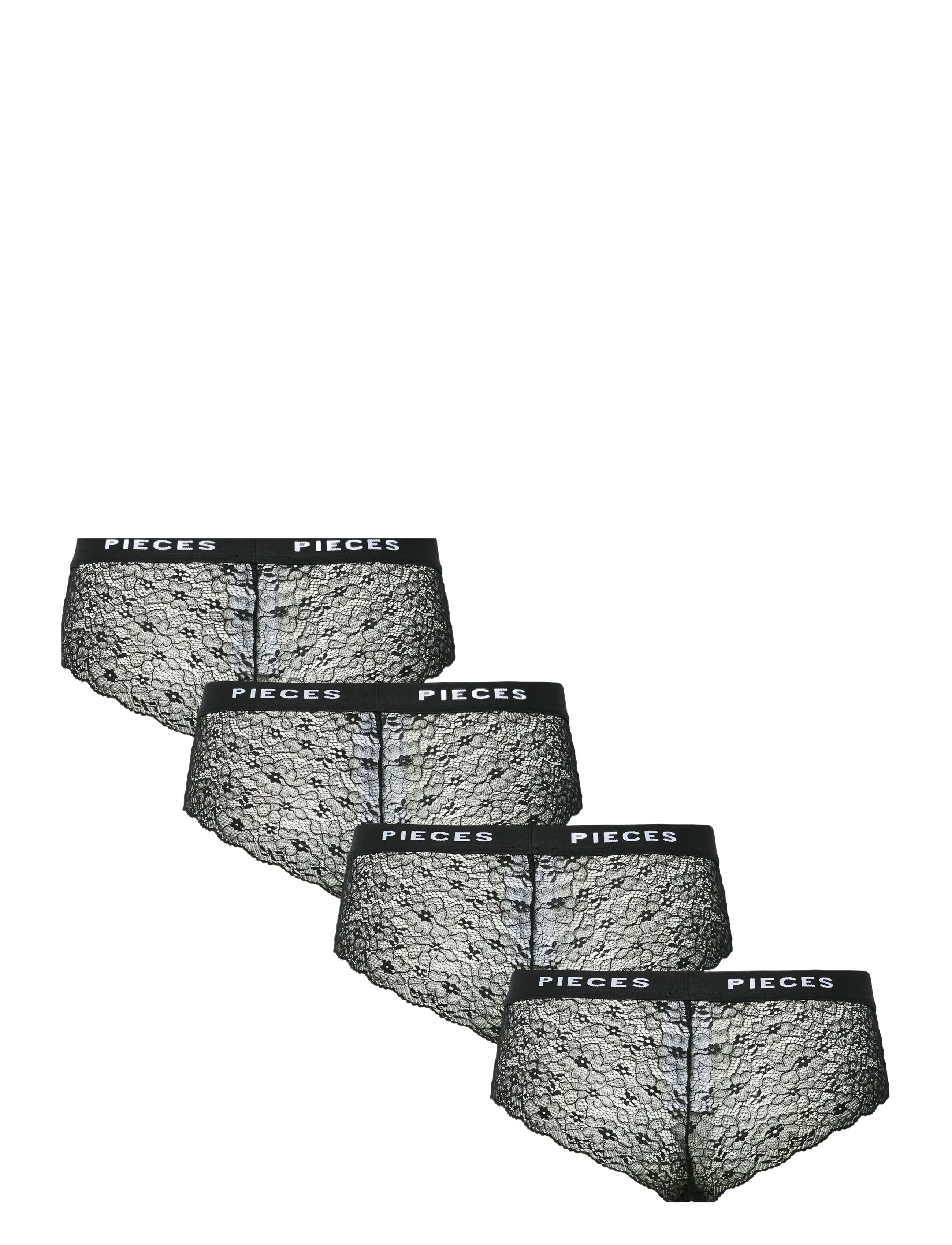 Pieces - PCLOGO LACE HIPSTER 4-PACK - hipster & boyshorts - black - 1