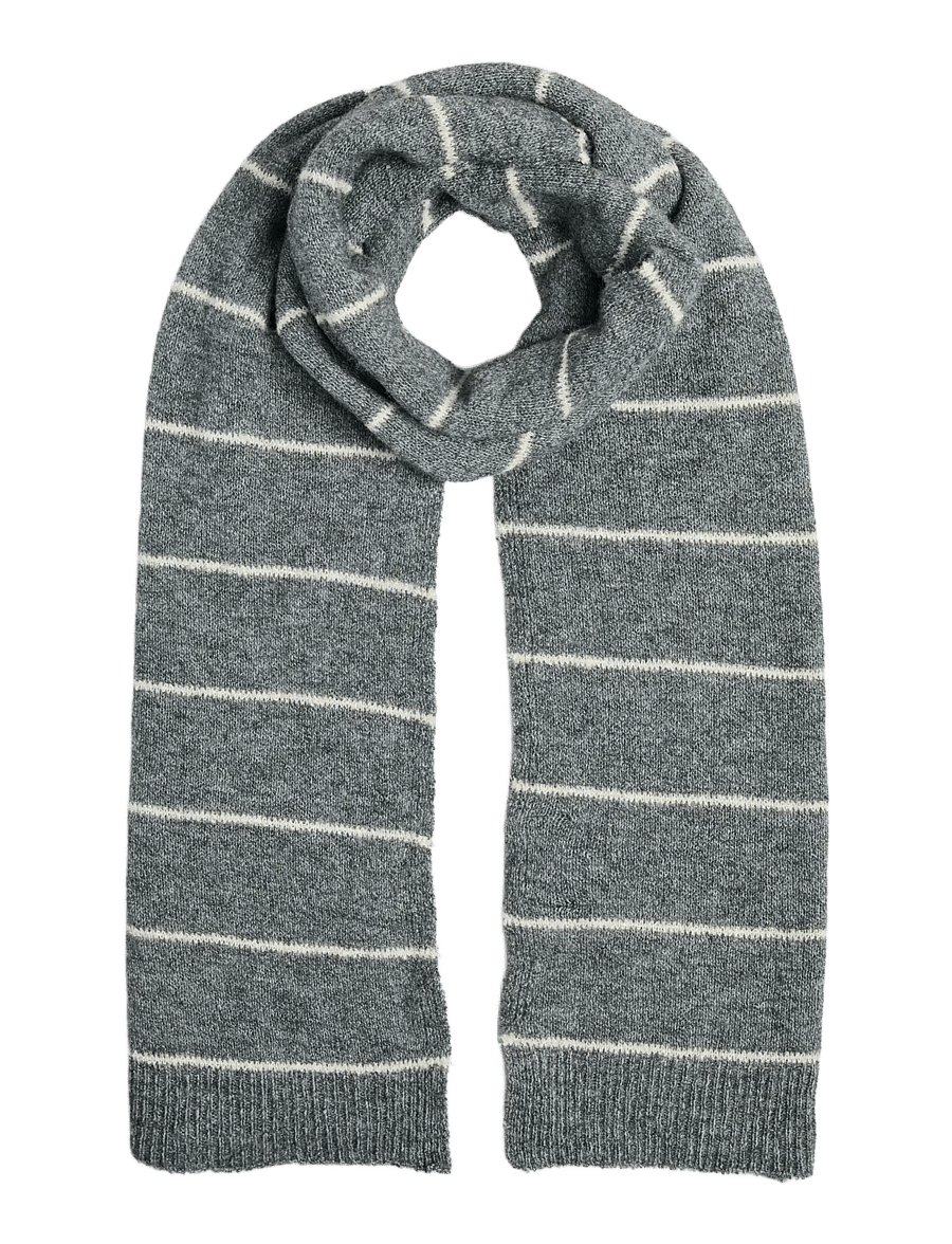 Pieces - PCNORMA LONG STRIPE SCARF BC - halsdukar - dark grey melange - 0