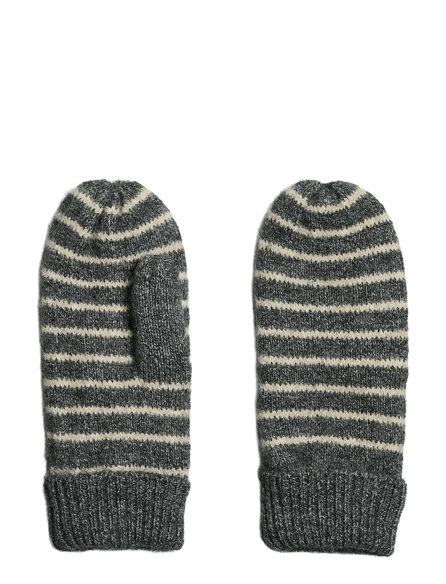 Pieces - PCNORMA STRIPE MITTENS BC - fäustlinge - dark grey melange - 0