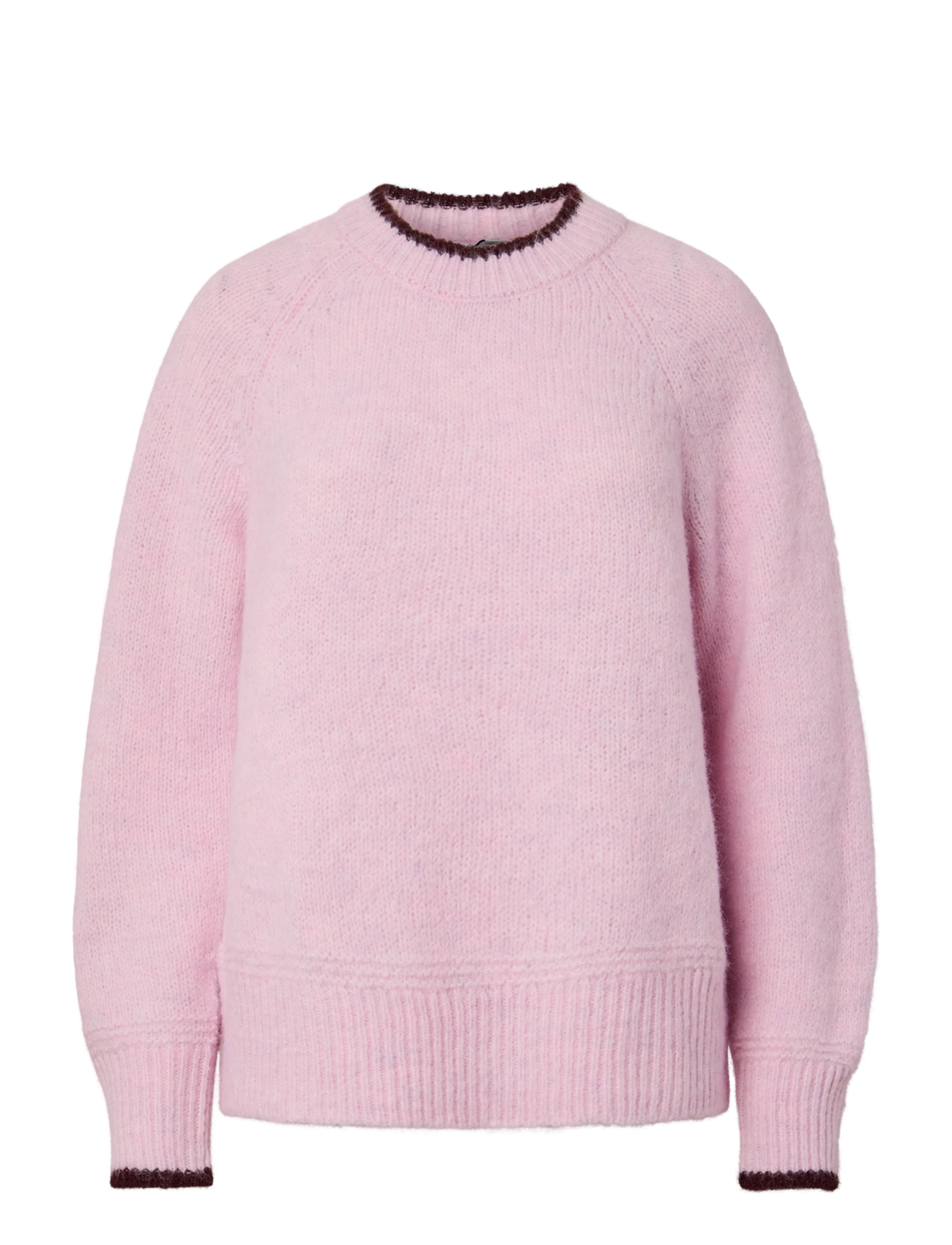Pieces PCIVY LS O-NECK CONTRAST KNIT NOOS BC - Pullover - ROSEATE SPOONBILL / pink/rose