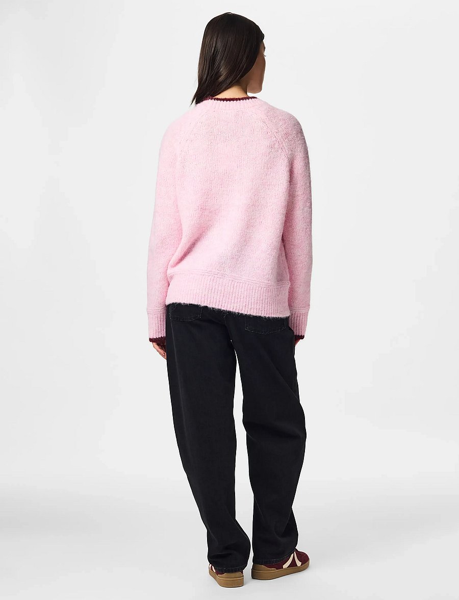 Pieces - PCIVY LS O-NECK CONTRAST KNIT NOOS BC - stickade tröjor - roseate spoonbill - 3