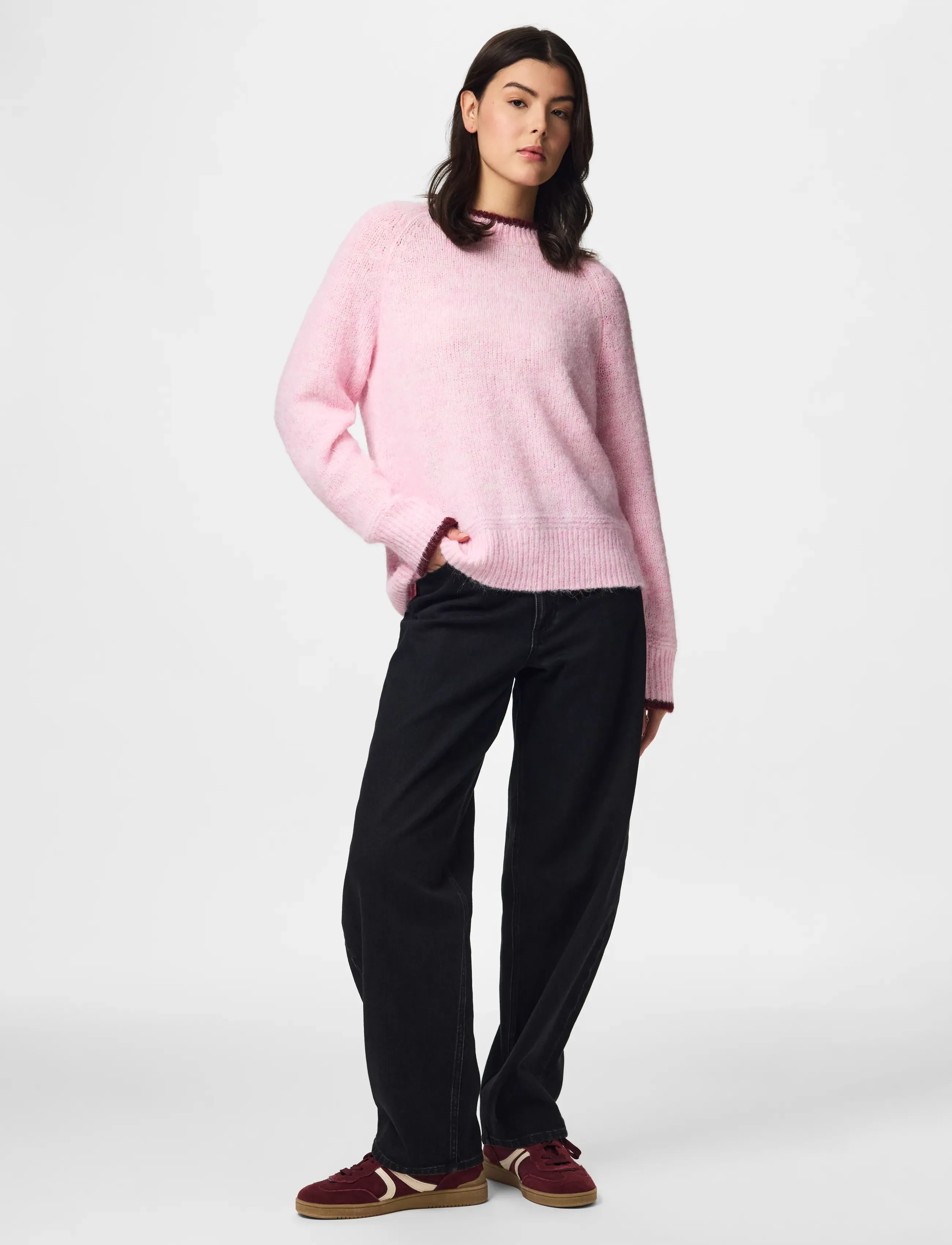 Pieces - PCIVY LS O-NECK CONTRAST KNIT NOOS BC - stickade tröjor - roseate spoonbill - 4