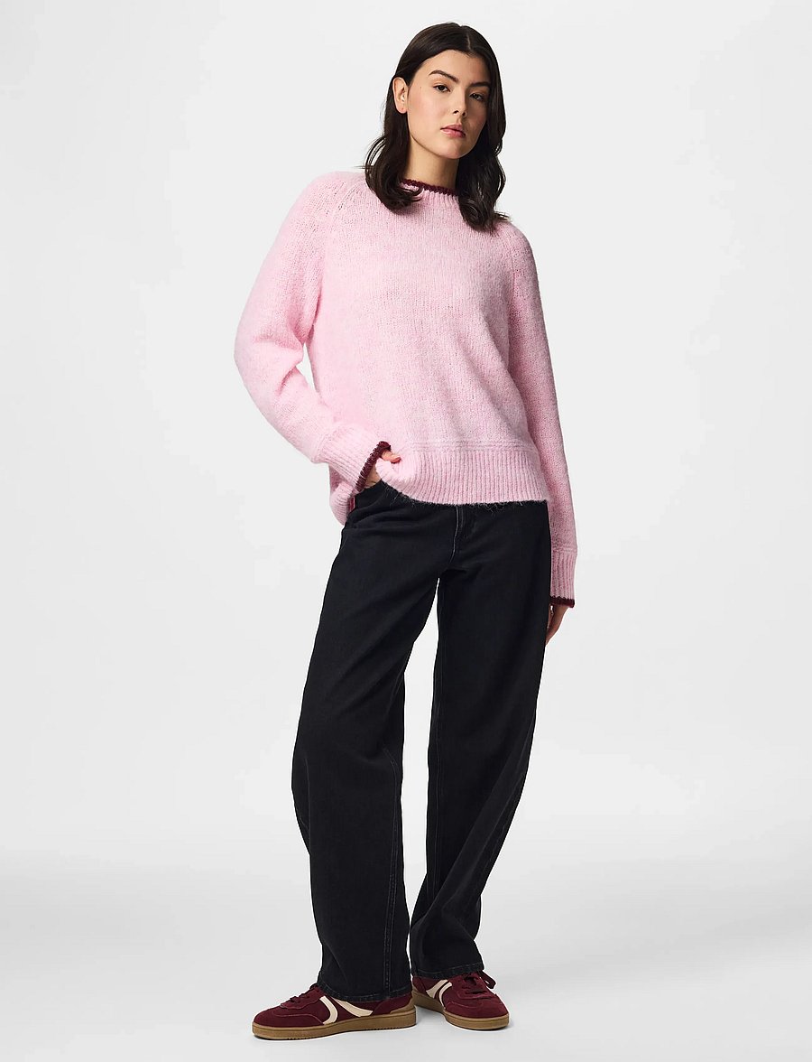 Pieces - PCIVY LS O-NECK CONTRAST KNIT NOOS BC - stickade tröjor - roseate spoonbill - 4