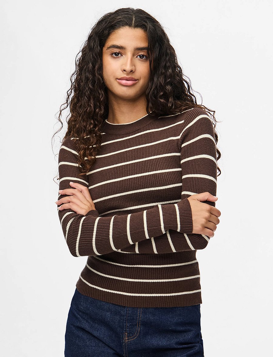 Pieces - PCMIRA NEW LS O-NECK KNIT NOOS BC - pullover - hot fudge - 0