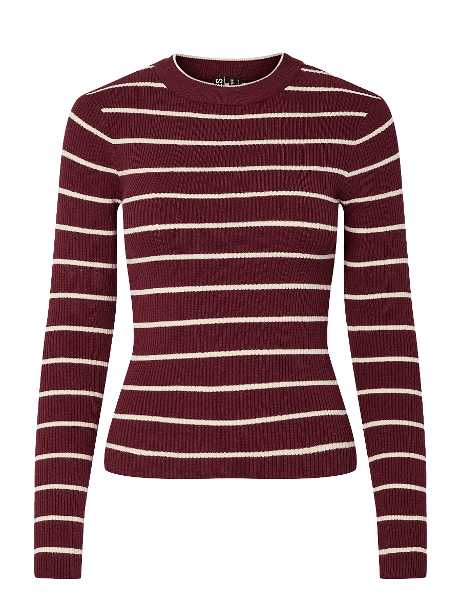 Pieces - PCMIRA NEW LS O-NECK KNIT NOOS BC - striktrøjer - tawny port - 1