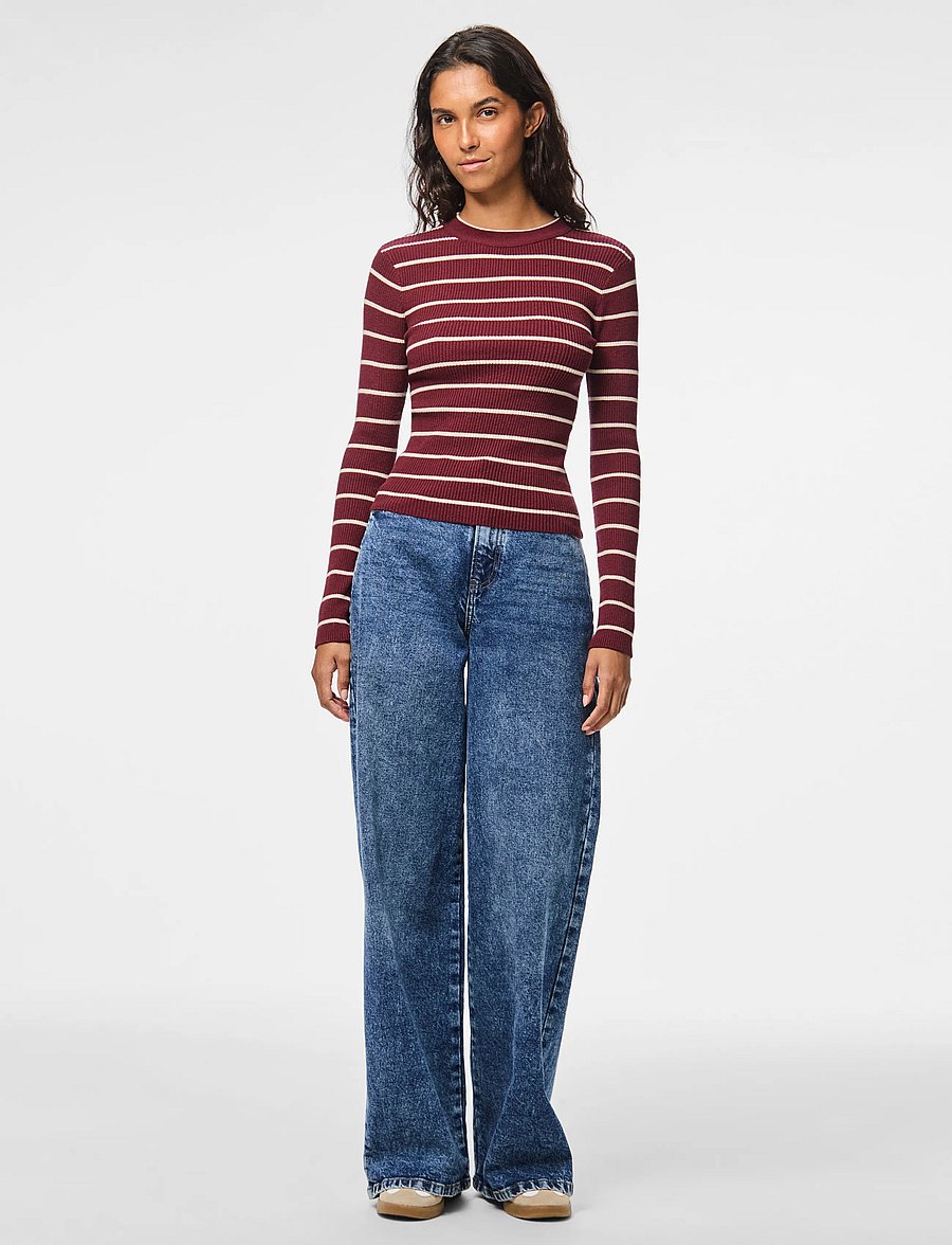 Pieces - PCMIRA NEW LS O-NECK KNIT NOOS BC - striktrøjer - tawny port - 4