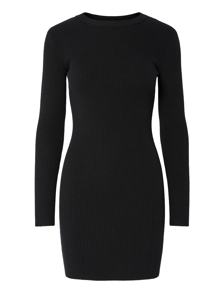 Pieces - PCMIRA NEW LS O-NECK KNIT DRESS NOOS BC - black - 0