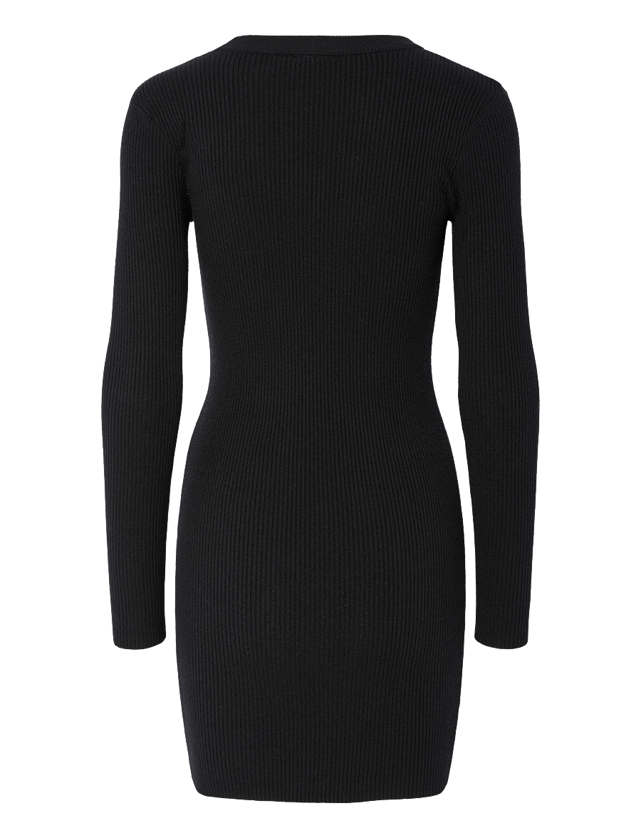 Pieces - PCMIRA NEW LS O-NECK KNIT DRESS NOOS BC - black - 1
