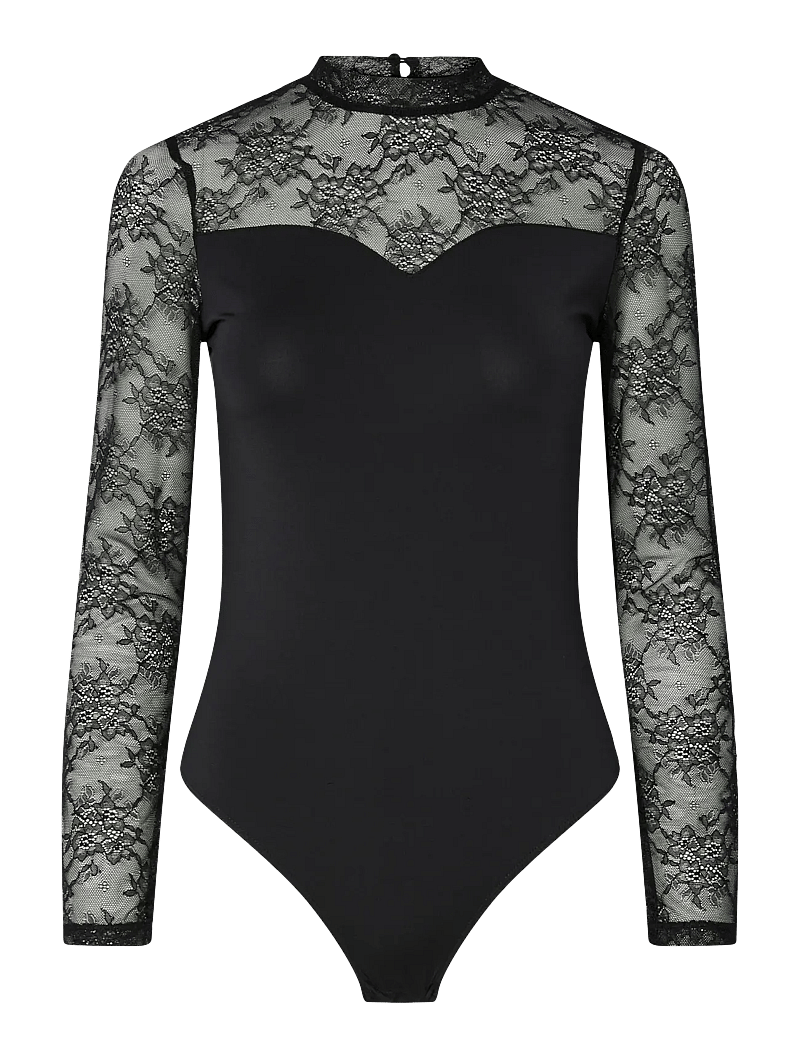 Pieces - PCMILLY LS LACE BODYSTOCKING NOOS - besondere anlässe - black - 1