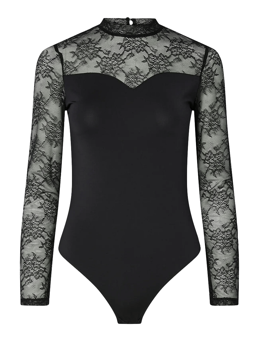 Pieces - PCMILLY LS LACE BODYSTOCKING NOOS - særlige begivenheder - black - 1